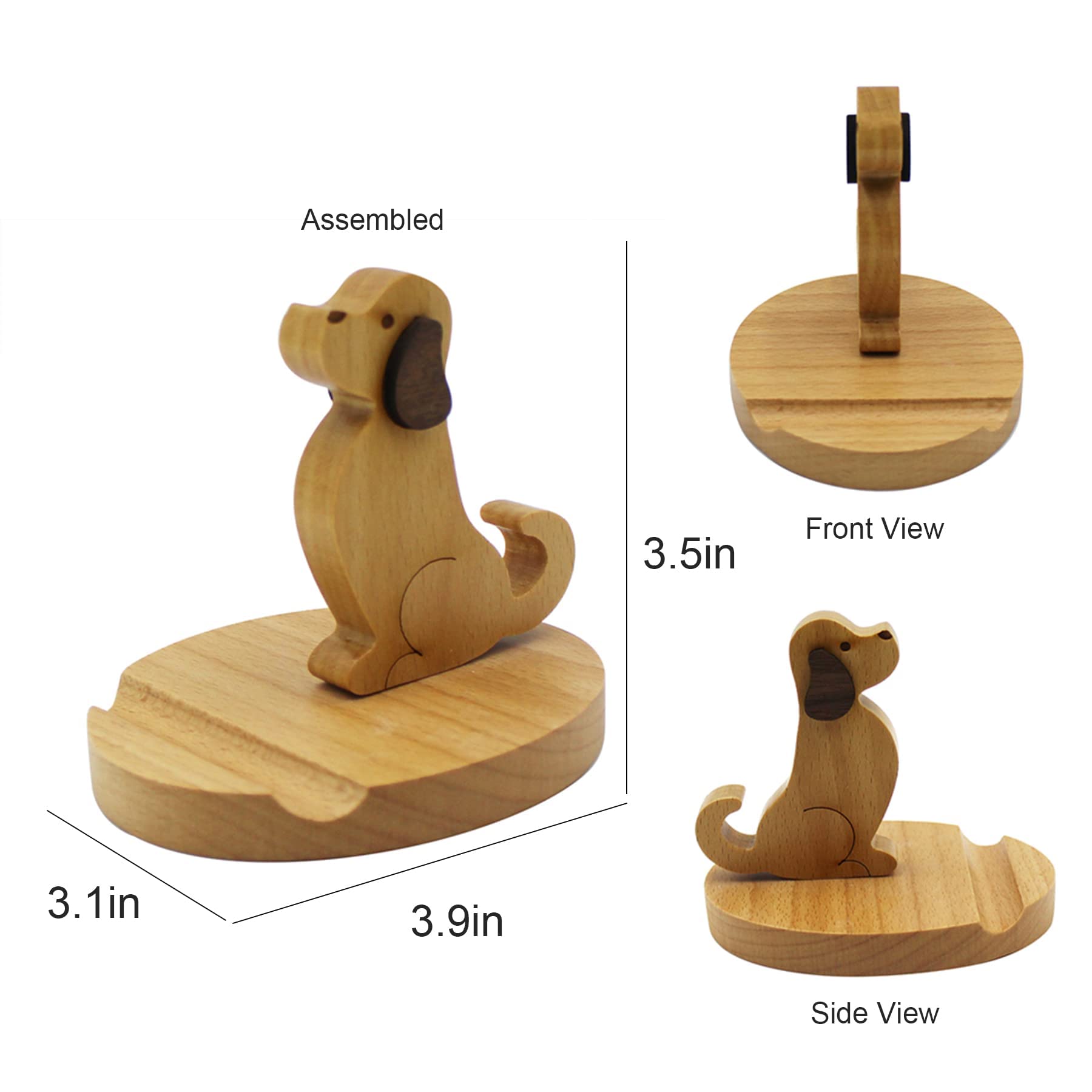 Adorable Wooden Dog Phone Stand Holder - Universal Smartphone Desk Dock for All Mobile Phones | Perfect for Office, Home Decor & Gift Giving