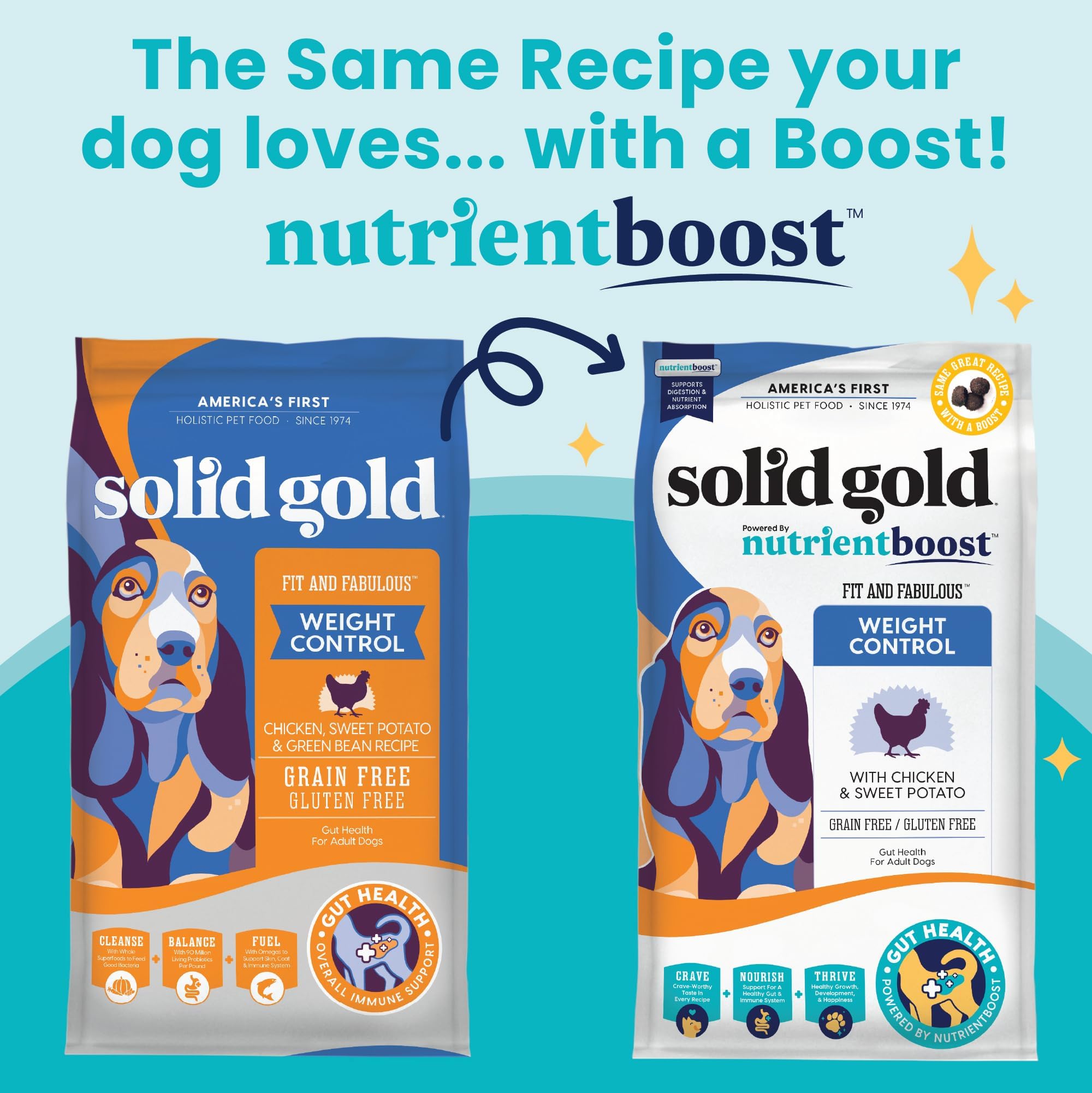 Premium Grain-Free Dry Dog Food for Adult & Senior Dogs - Solid Gold Real Chicken Recipe with Probiotics & Omega 3 Fish Oil - Weight Management & Digestive Health Support - NutrientBoost Formula - 22lb Bag - Perfect for Active Dogs & Sensitive Stomachs