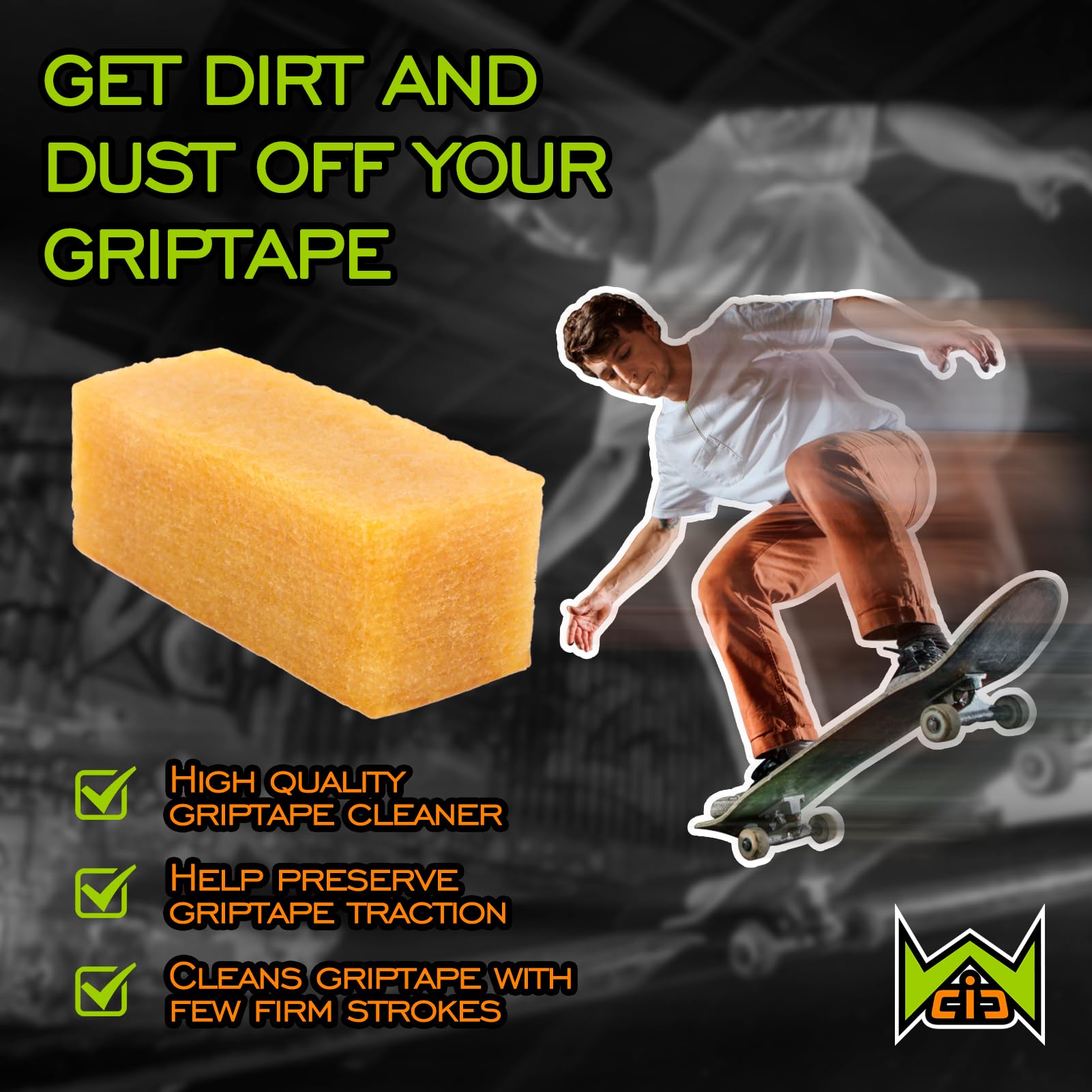 Skateboard Grip Tape Cleaner Rubber Abrasive Cleaning Stick - Durable Skateboard Accessories for Boys & Girls - Perfect for Skate Park, Street, and Home Maintenance