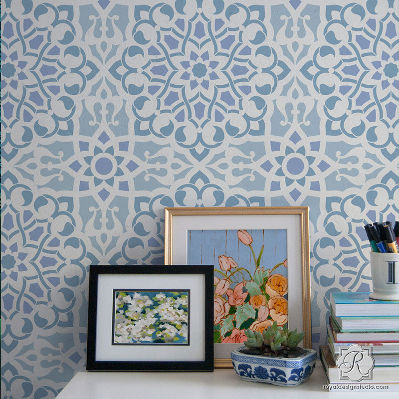 Zahara Moroccan Wall Stencil - DIY Home Decor Stencils for Painting, Arabic Geometric Patterns, Reusable Wall Art Template for Bedroom, Living Room & Nursery Decoration