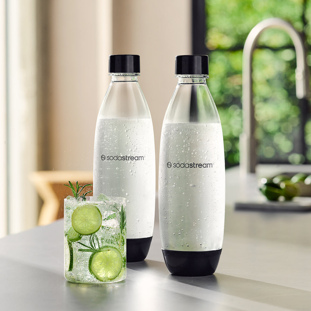 1L Black Fuse Water Bottle Twin Pack - Dishwasher Safe, BPA-Free Leakproof Thermos for Gym, Hiking & Outdoor Activities