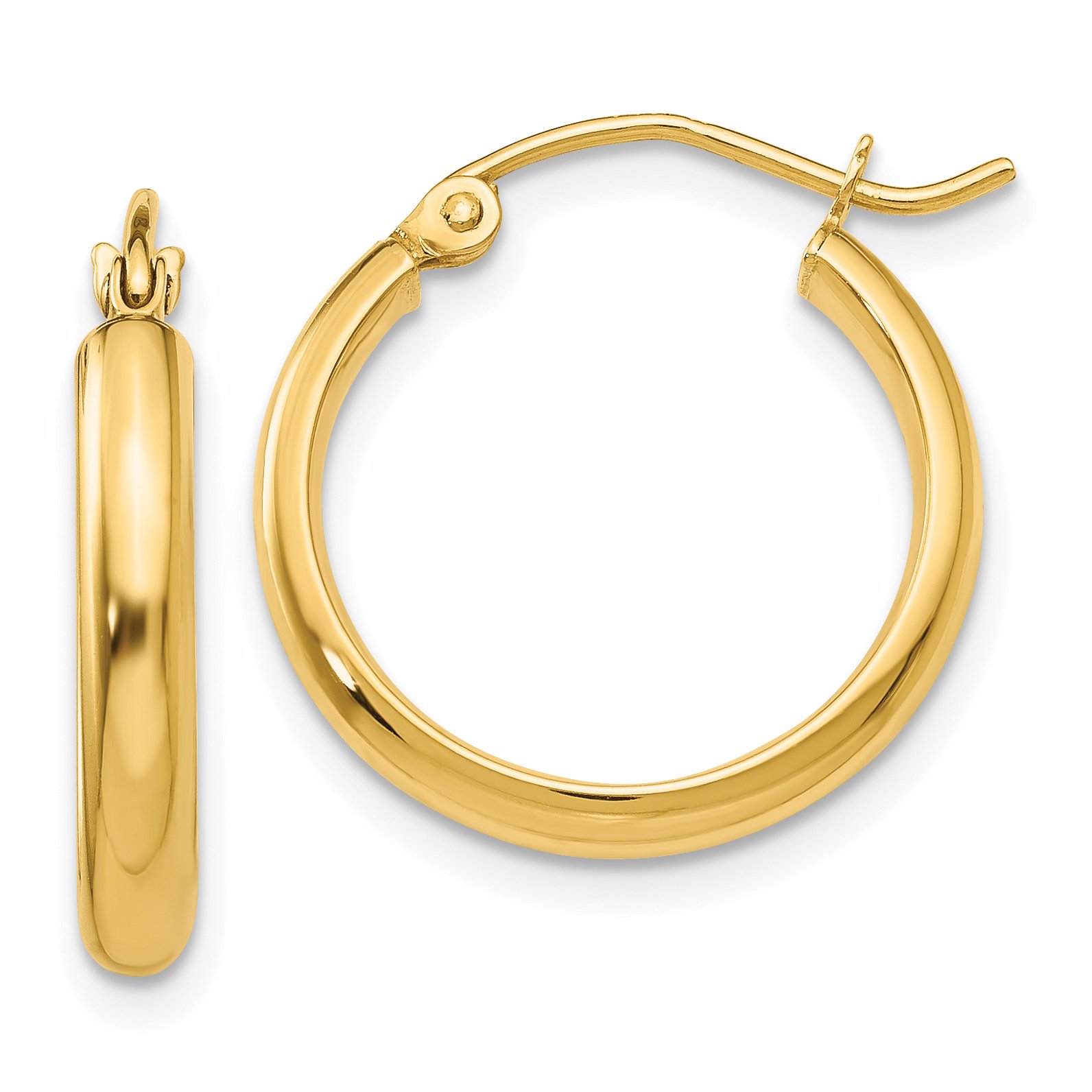 2.75mm Polished Round Tube Hoop Earrings in Genuine 14k Gold - Elegant Everyday Jewelry for Women, Perfect for Work, Date Night & Special Occasions