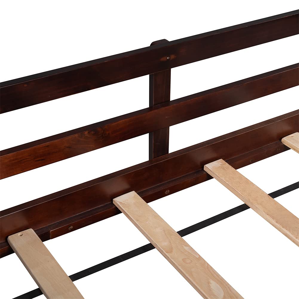 **Twin Size Wood Loft Bed for Kids with Storage & Slide - Low Loft Bed Frame, No Box Spring Needed (Espresso) - Perfect for Small Bedrooms & Playrooms**