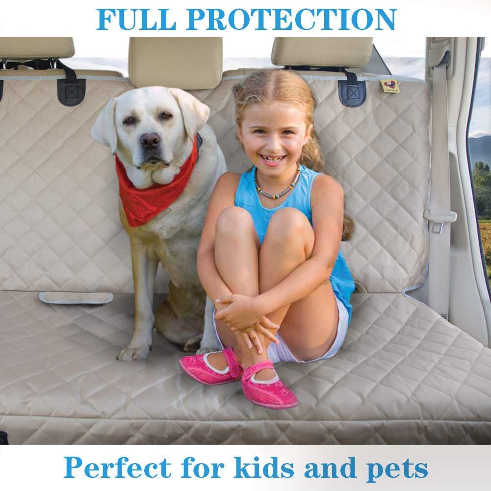 Premium Waterproof Dog Seat Cover for Cars - Heavy Duty, Non-Slip Pet Protection for Back & Front Seats | Universal Fit, Heat Resistant & Scratch Proof | Ideal for Travel, Daily Commutes & Family Road Trips (Beige)