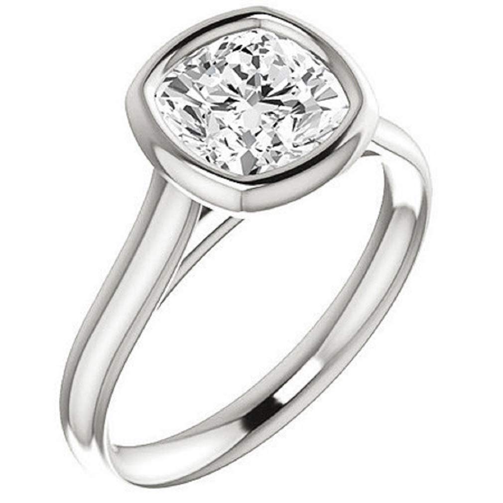 2 CT Colorless Moissanite Cushion Cut Bridal Set in 925 Sterling Silver - Petite Bezel Engagement & Wedding Ring Set | Perfect Christmas Gift, Anniversary Present & Everyday Elegance for Special Occasions