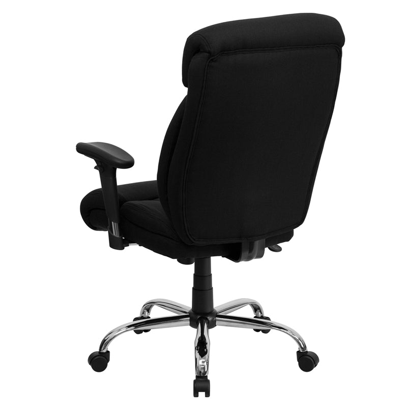 FLASH HERCULES Series Big & Tall 400 lb. Capacity Black Fabric Executive Ergonomic Office Chair with Chrome Base - Perfect for Home Office, Gaming, and Heavy-Duty Workspaces