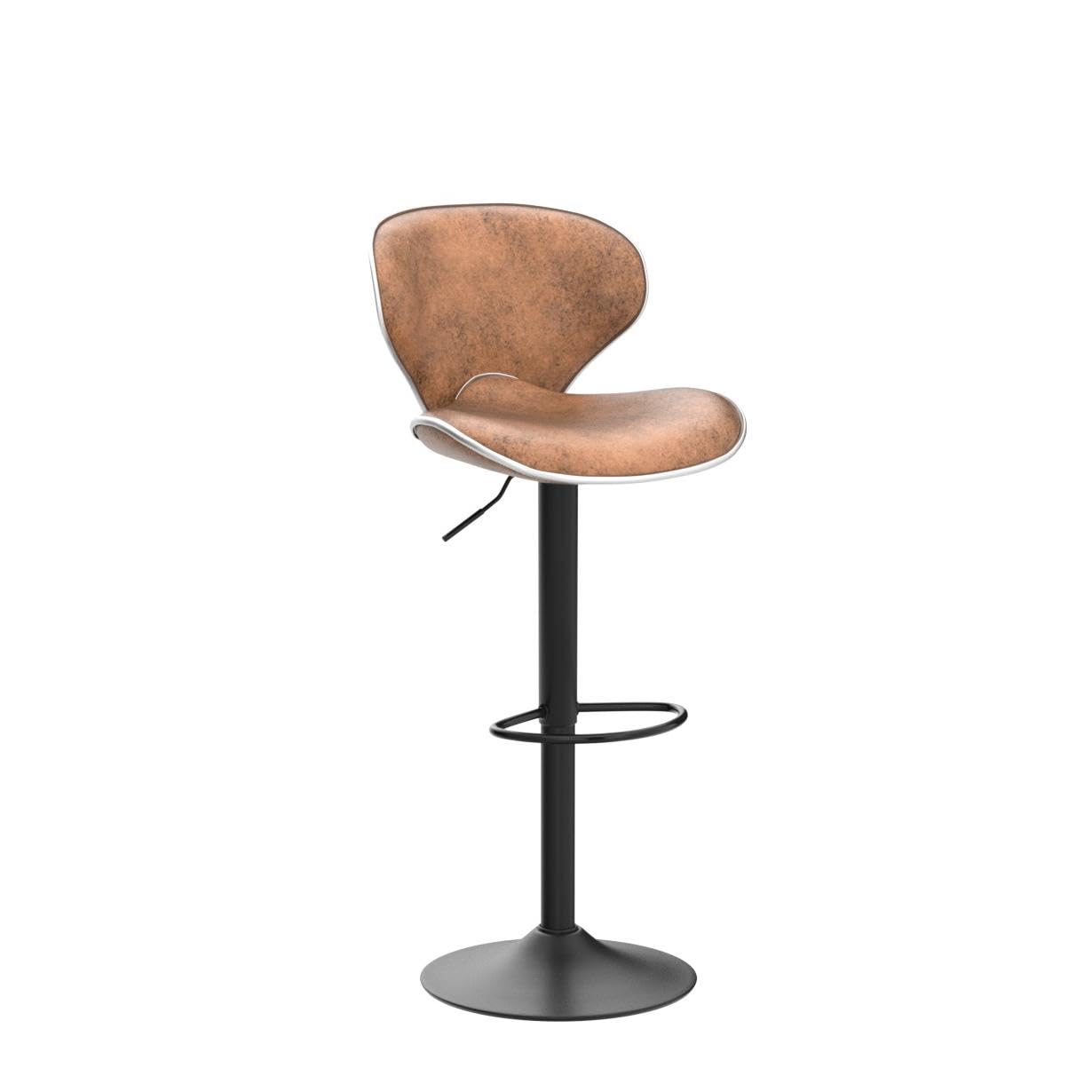 Premium Adjustable Swivel Bar Stools Set of 2 - Modern PU Leather Counter Height Stools with Backrest & Footrest for Kitchen, Bar & Dining Room - Coffee Brown - Perfect for Home Bars, Breakfast Nooks & Entertainment Areas