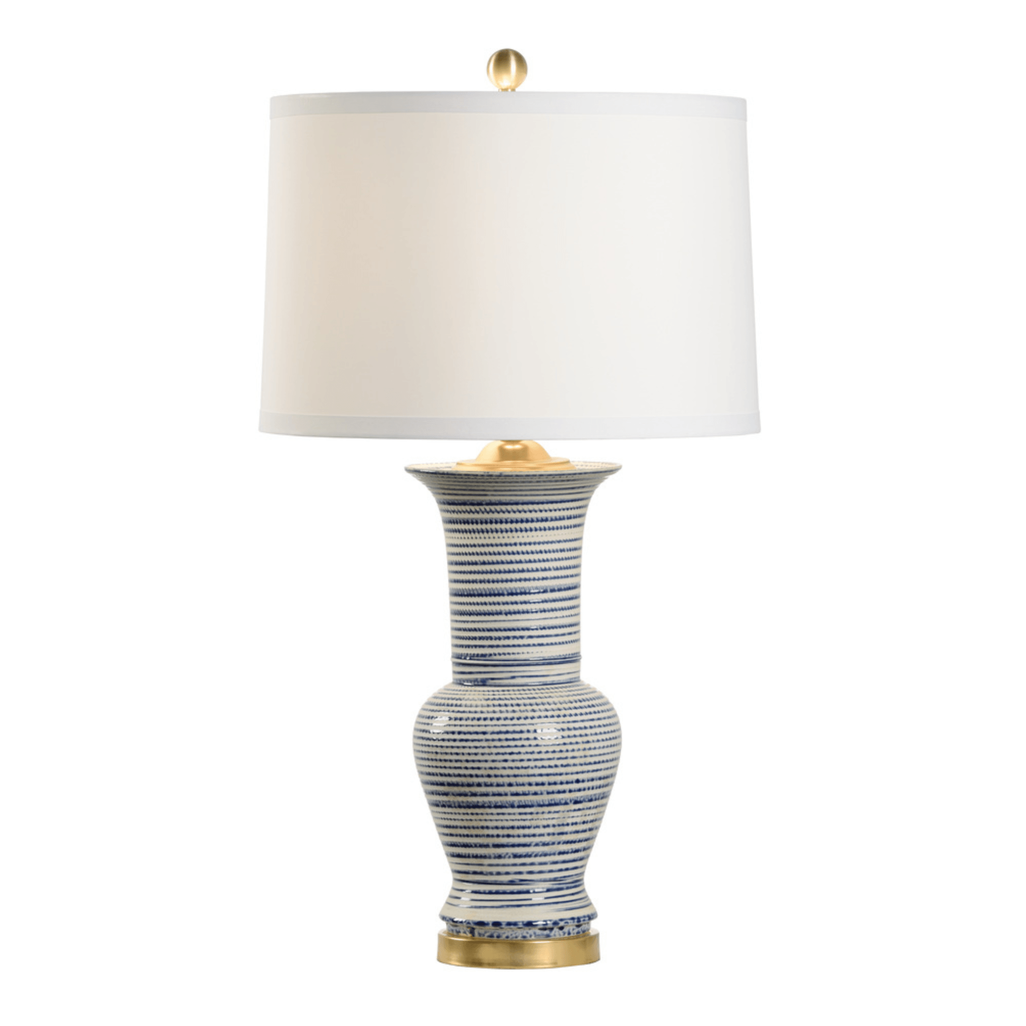 Blue and White Striped Ceramic Urn Table Lamp - Vintage Style Home Decor for Living Room, Bedroom & Office - Perfect for Accent Lighting and Cozy Ambiance