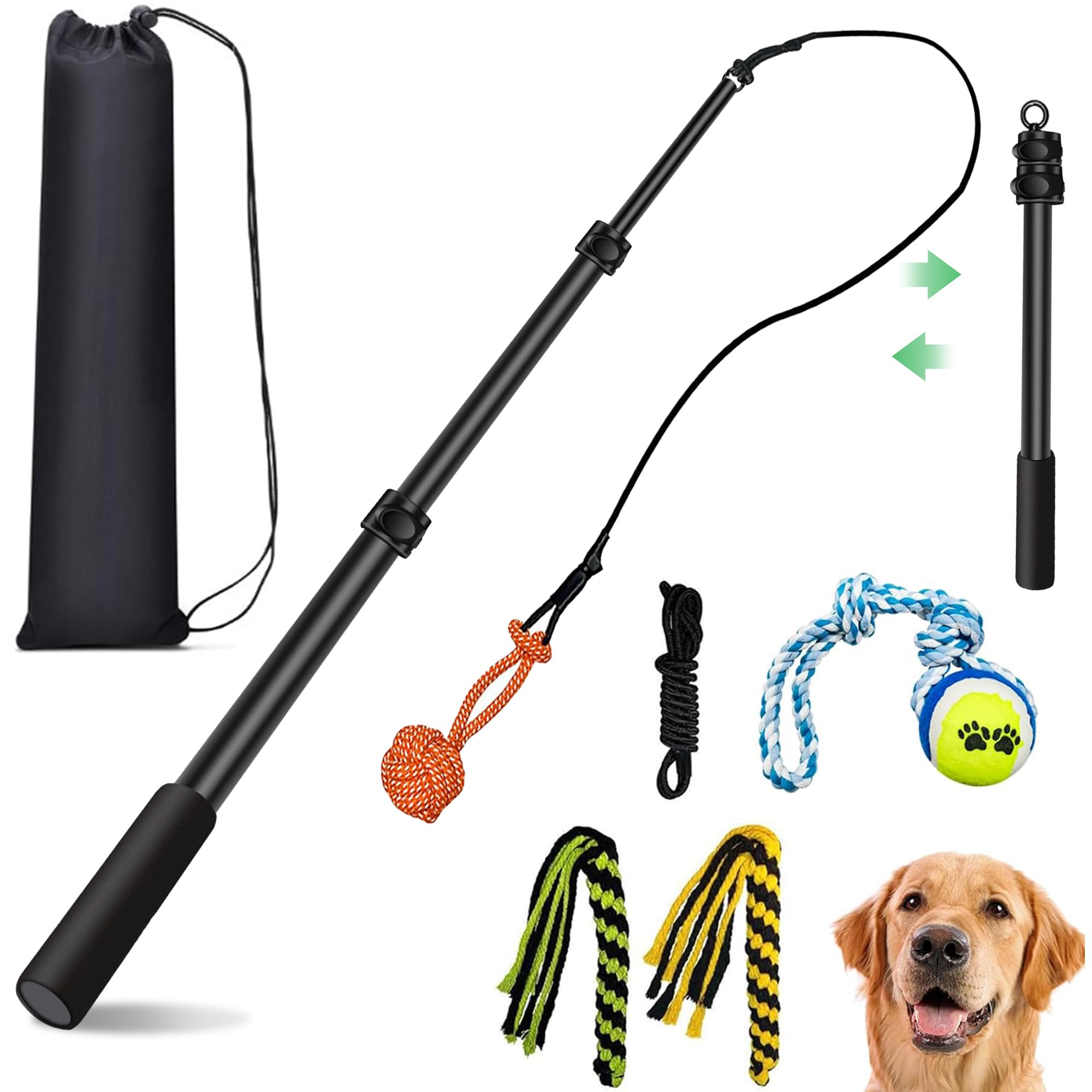 **Flirt Pole for Dogs - Interactive Tug of War Toy with Durable Teaser Wand & Chew Rope - Perfect for Outdoor Exercise, Training & Playtime - Great for Fetch, Agility Training & Bonding with Your Pet**