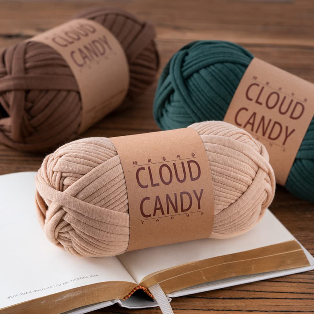 Premium T-Shirt Yarn Set (4x100g) - Soft Knitting & Crochet Yarn for DIY Handbags, Baskets & Home Decor - Includes Metal Handle - Perfect for Upcycling Projects (Red) - Great for Beginners & Advanced Crafters