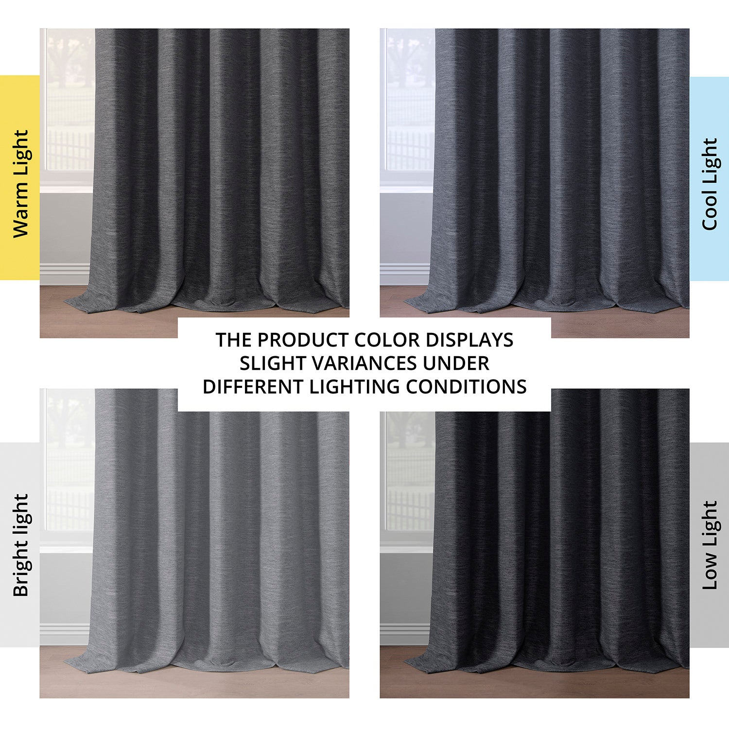 Rustic Charcoal Boho Chic Faux Linen Blackout Curtains - Set of 2 Panels for Living Room, Bedroom & Nursery - Noise Reducing & Light Blocking Window Treatments