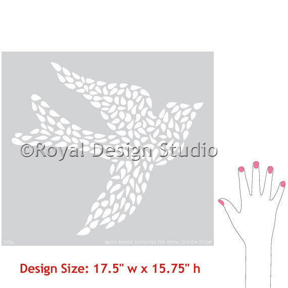 Fly Away With Me Wall Stencil - DIY Home Decoration, Birds & Butterflies Mural Template for Nursery, Bedroom, Living Room Wall Art Painting