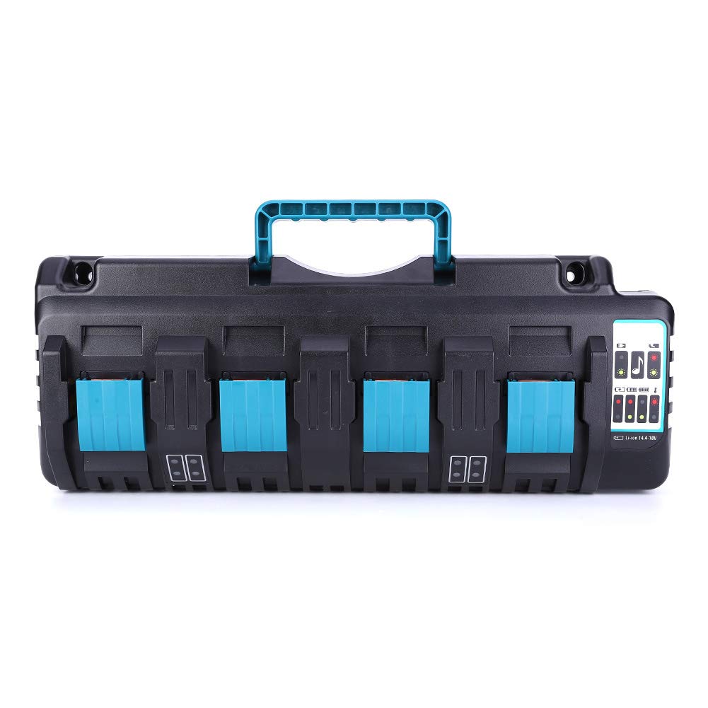 4-Port 14.4V-18V Lithium Battery Charger with USB | Fast Charging for Power Tools | US Plug 100-240V | Perfect for DIY Projects & Professional Worksites