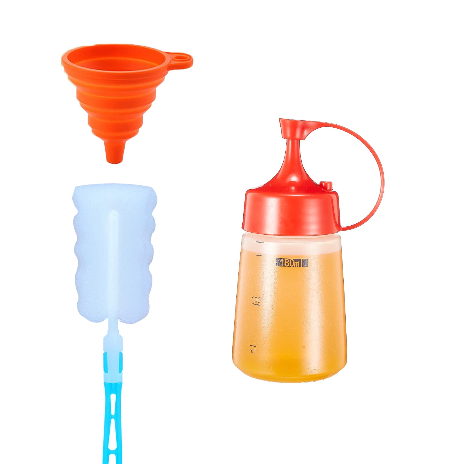 6 oz Plastic Condiment Squeeze Bottles for Sauces, Ketchup, Mustard & Icing - Small Mouth Empty Dispenser for Kitchen, BBQ, Pancake Batter & Salad Dressing - Perfect for Cooking, Baking & Outdoor Grilling (1 Pack)