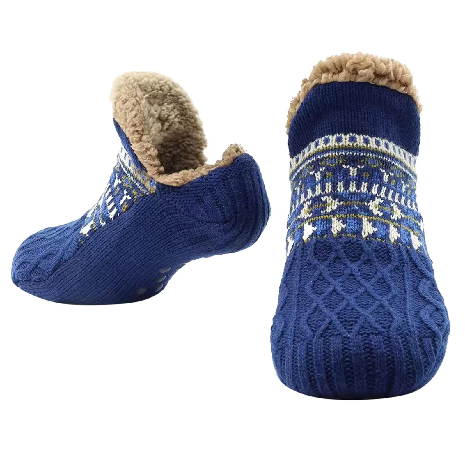 Men's Warm Knitted Plush Non-Slip Home Slipper Socks - Cozy Indoor Floor Socks for Winter, Sleeping & Lounge Wear - Perfect for Relaxing at Home, Office or Travel