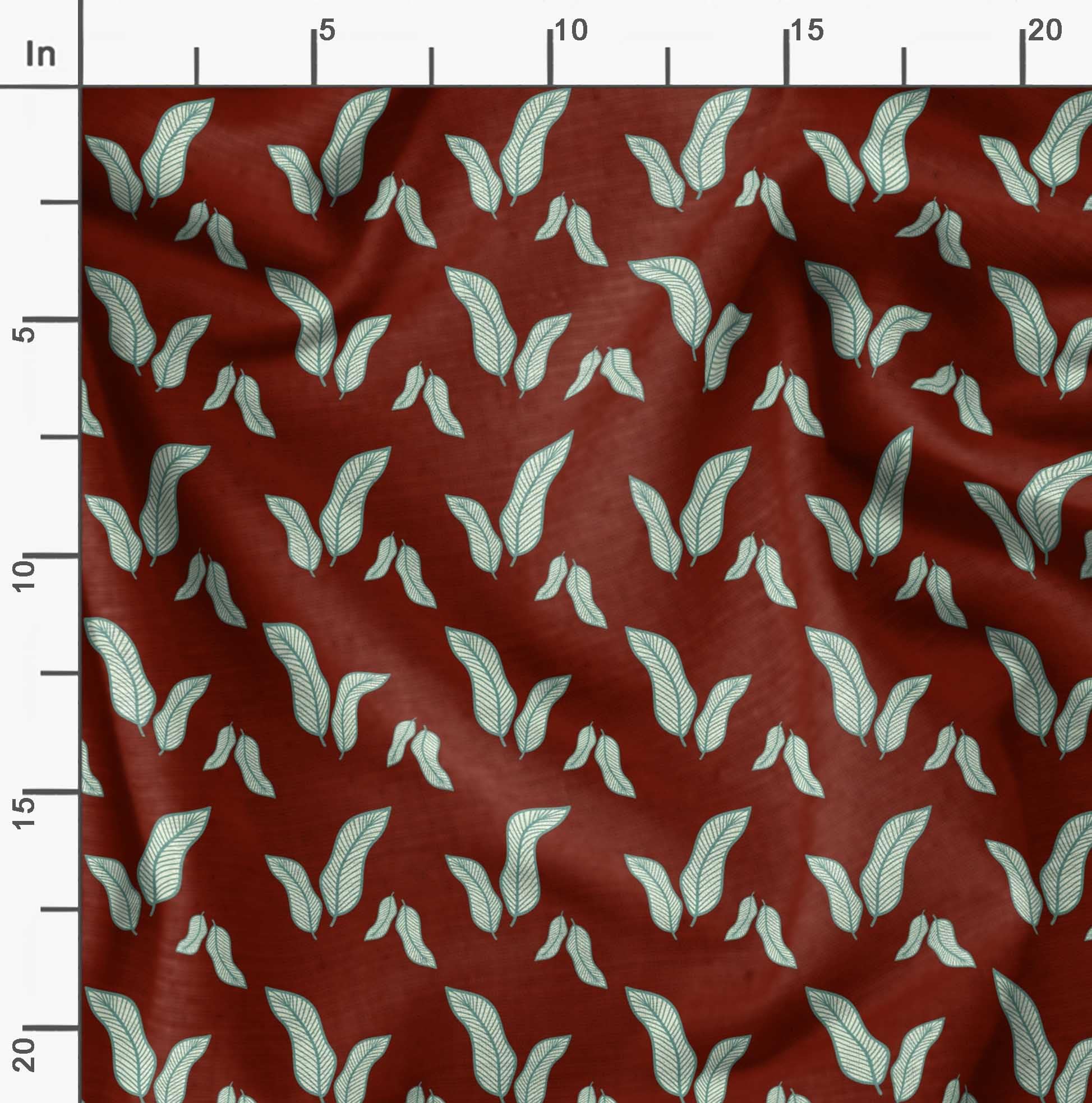 Soimoi Moss Georgette Red Fabric by The Yard - 42 Inch Wide Tropical Banana Leaf Printed Fabric for Dresses, Curtains & Home Decor | Elegant Textile for DIY Fashion & Interior Design