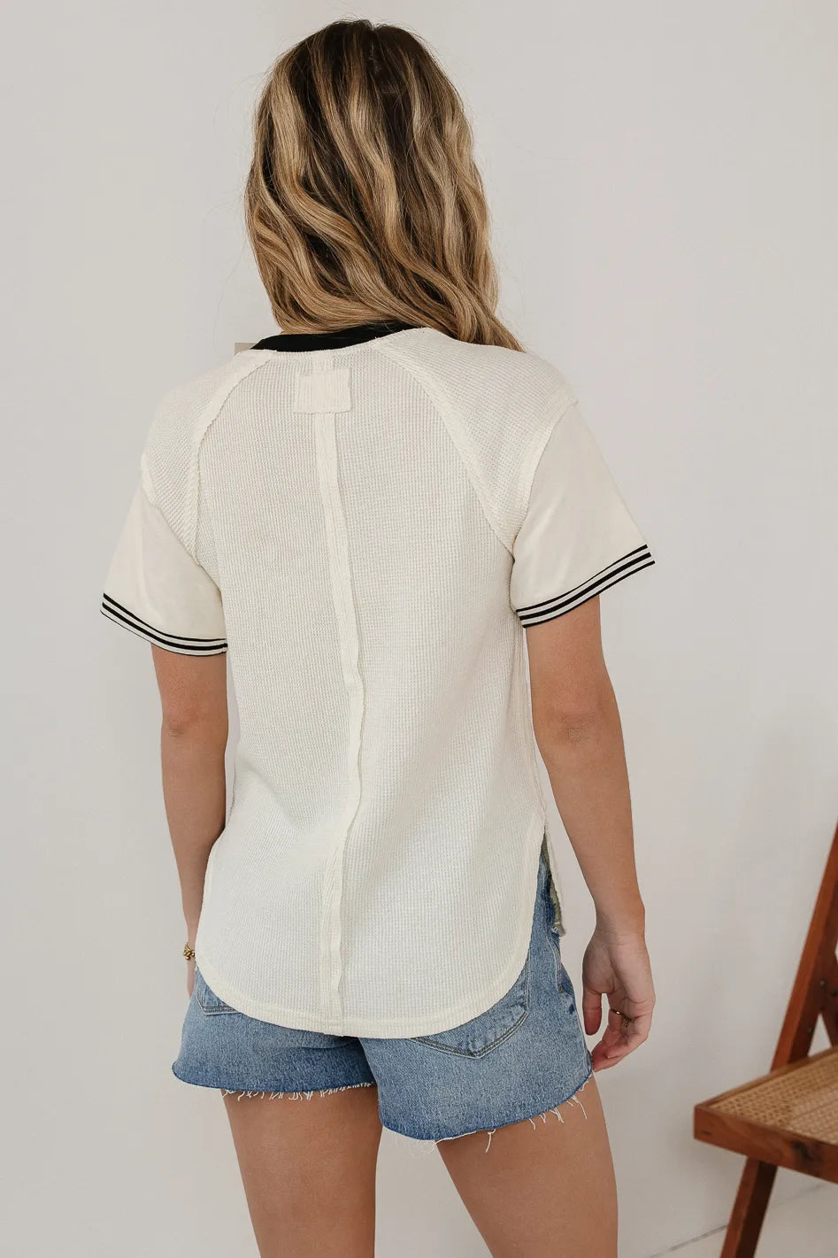 Lace Waffle Knit T-Shirt for Women - Soft Breathable Casual Top - Perfect for Layering, Everyday Wear & Date Nights