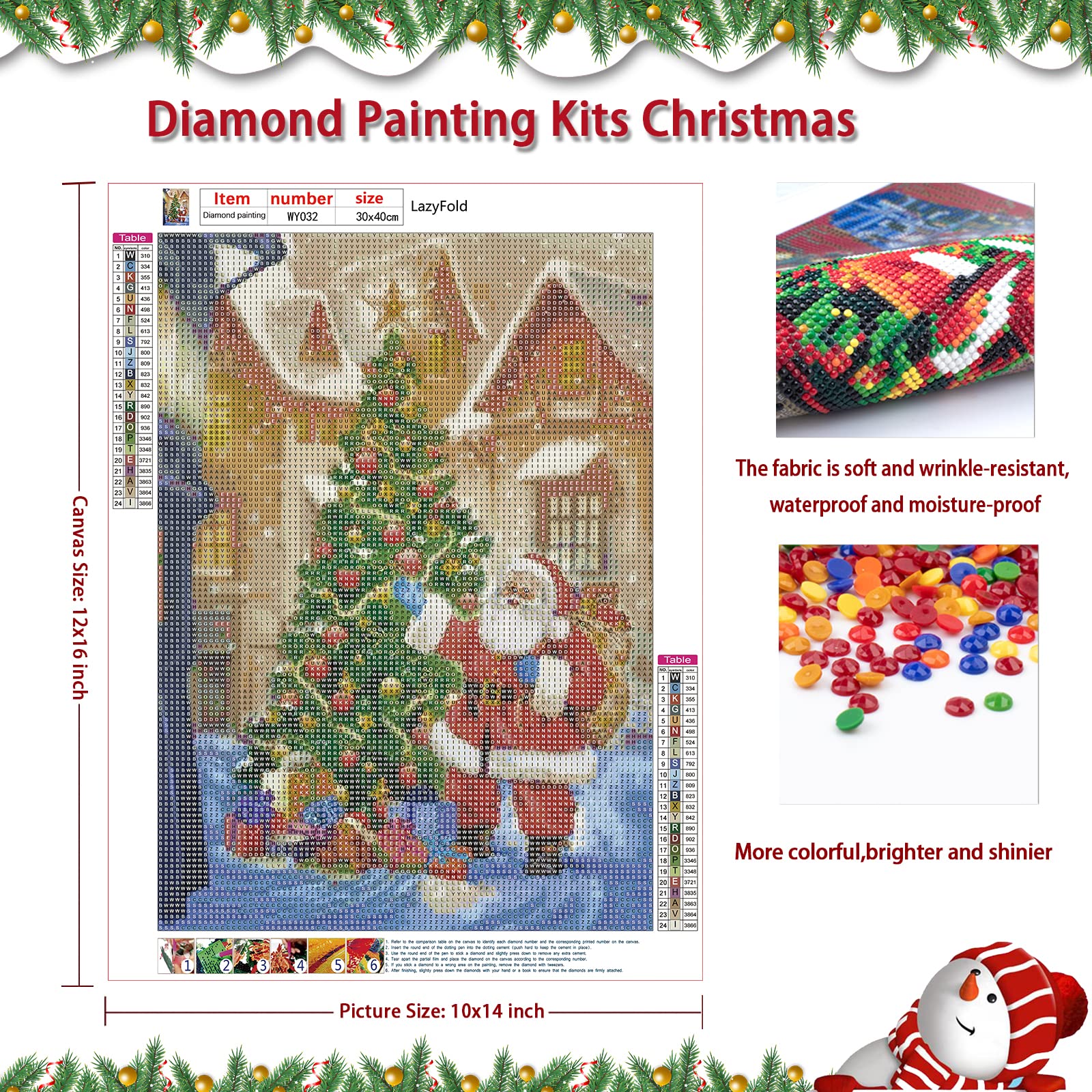 5D DIY Diamond Painting Kits for Adults - Christmas Santa Claus Diamond Art, 12x16 Inch Home Wall Decor, Perfect Holiday Craft Gift for Family & Friends | Great for Relaxation, Stress Relief & Creative Home Decoration