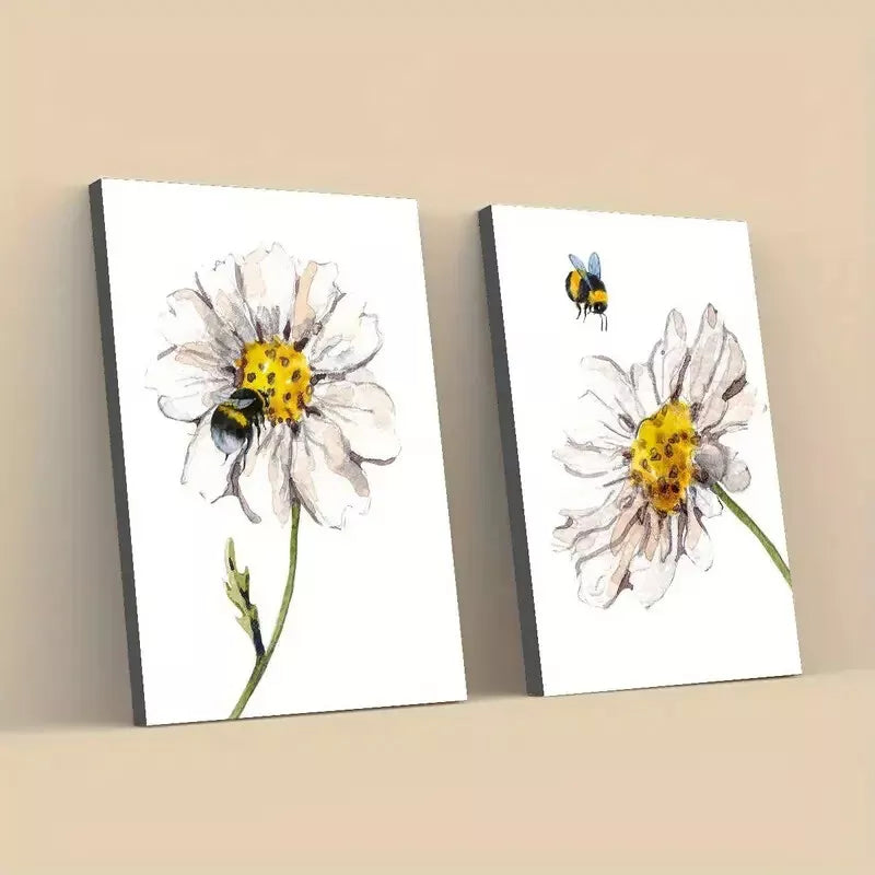2-Piece Bee and Flower Classic Design Framed Wall Art - 50x75cm High Quality Canvas Print | 100% Australian Made | Ready to Hang | Perfect for Living Room, Bedroom & Office Decor