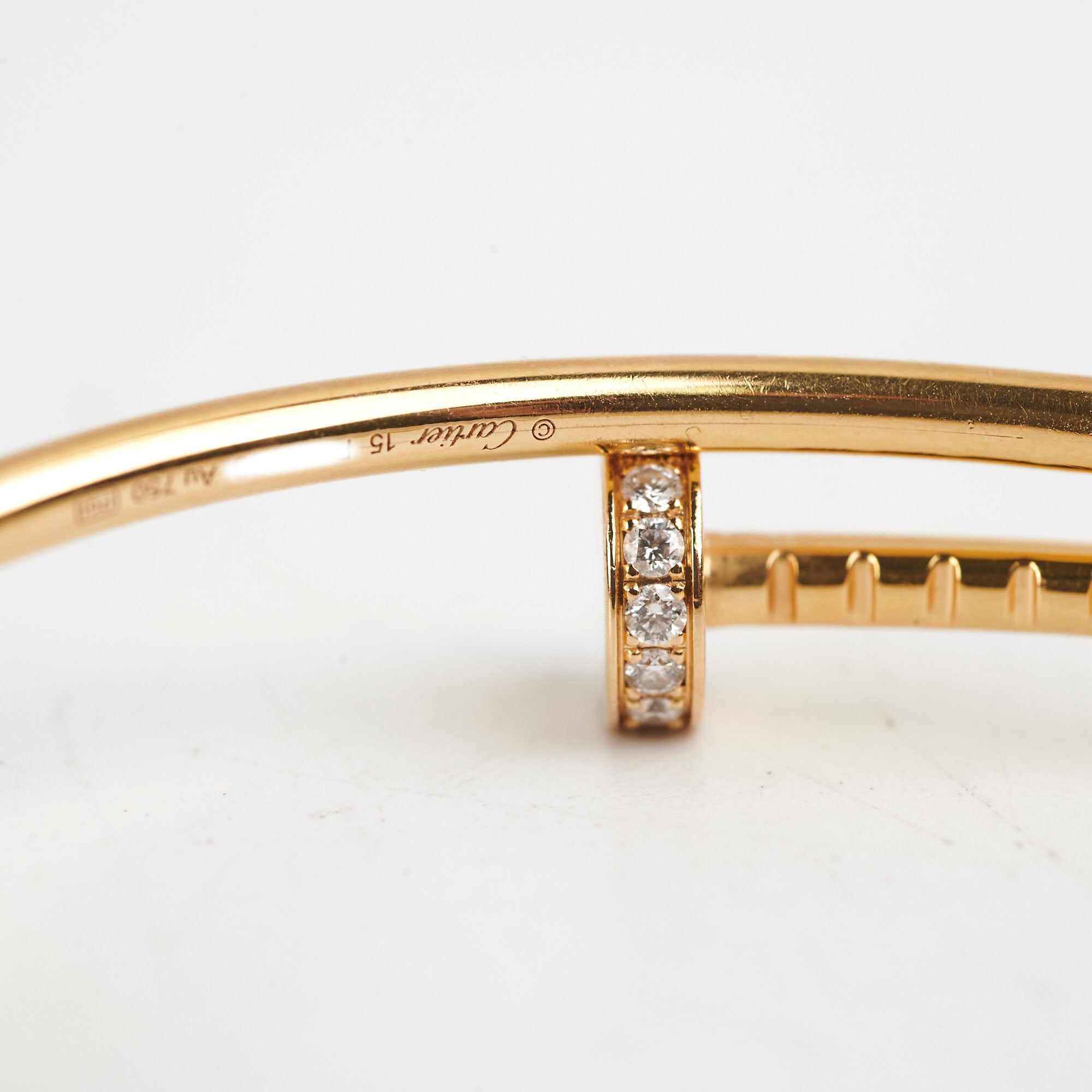 Cartier Juste Un Clou JUC Small Diamond Bracelet in 18K Yellow Gold Size 15 - Luxury Jewelry for Women, Perfect for Gifts, Parties & Special Occasions