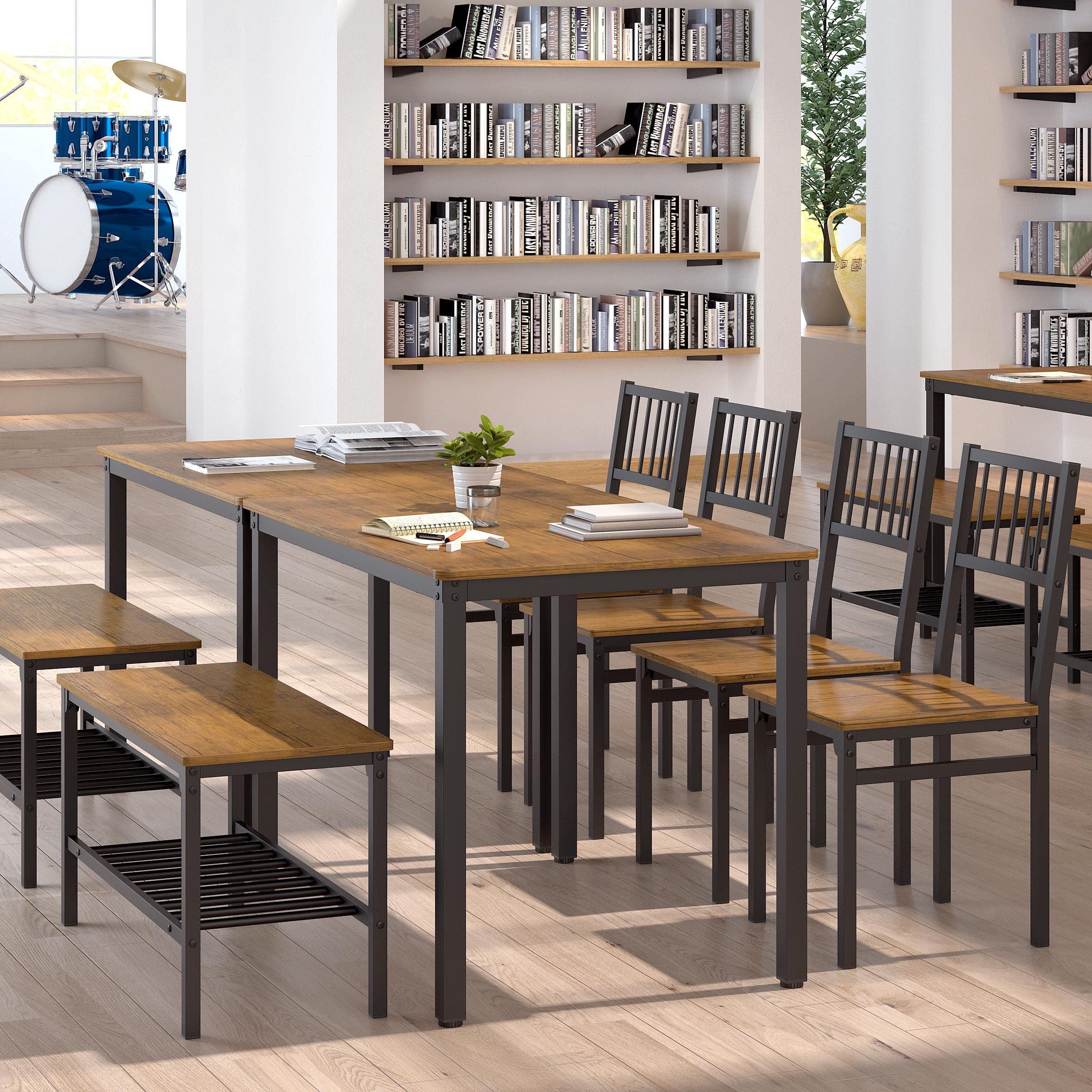Teraves 4-Piece Dining Table Set with 2 Chairs & Bench - 43.31