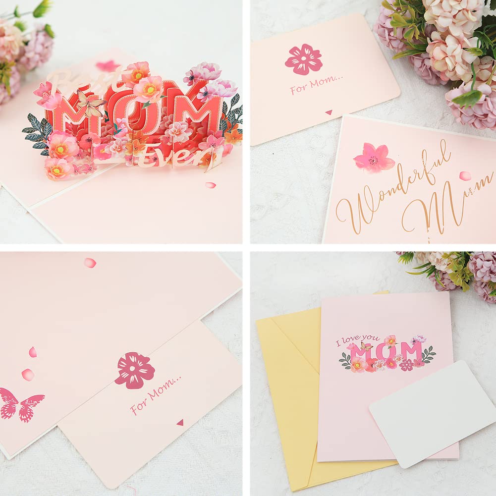 Best Mom Ever 3D Pop Up Greeting Card - Unique Mother's Day & Birthday Card for Mom - Perfect for Gifts, Surprises & Special Occasions