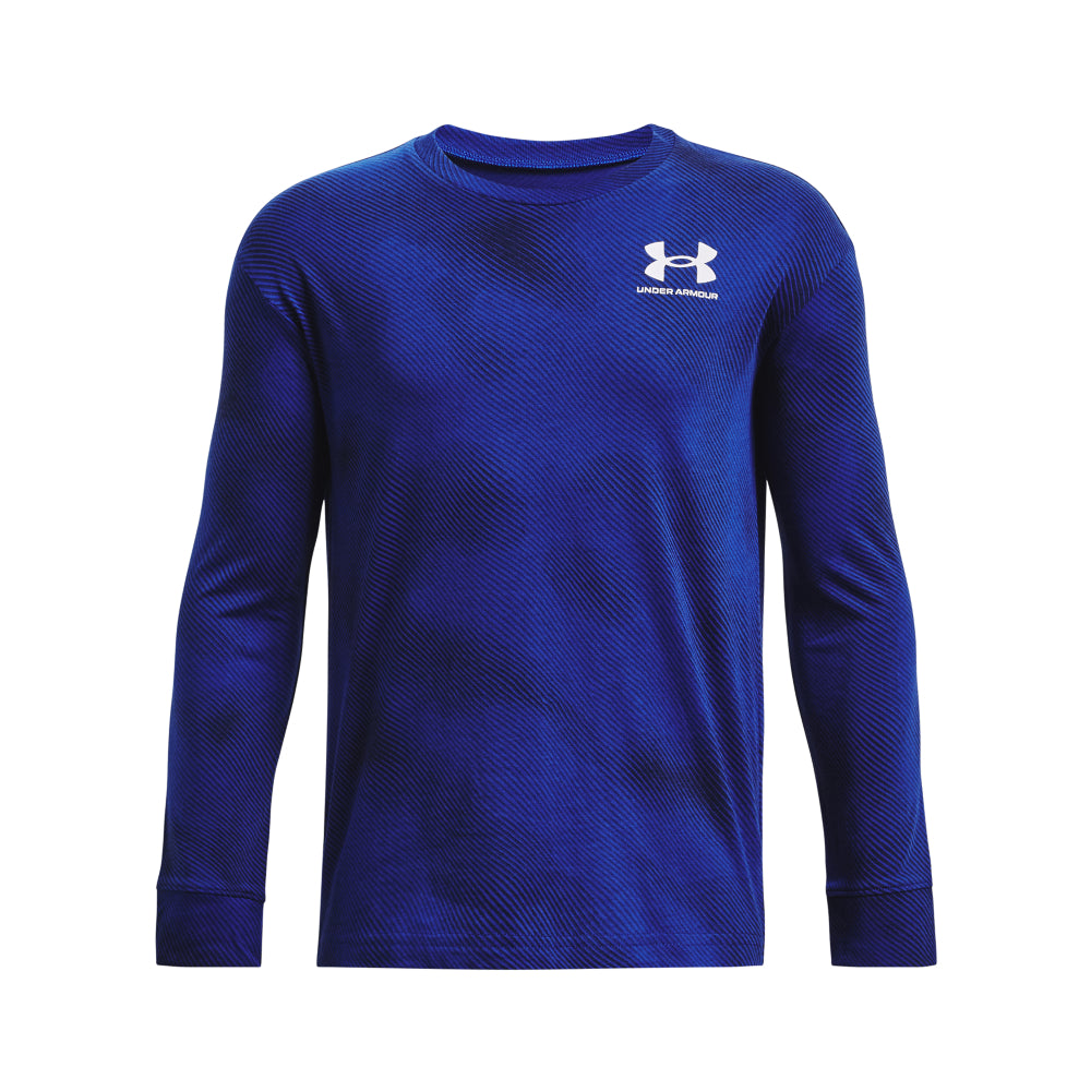 Boys' Under Armour Youth Logo All Over Print Long Sleeve Shirt - Athletic Performance Tee for Sports & Casual Wear
