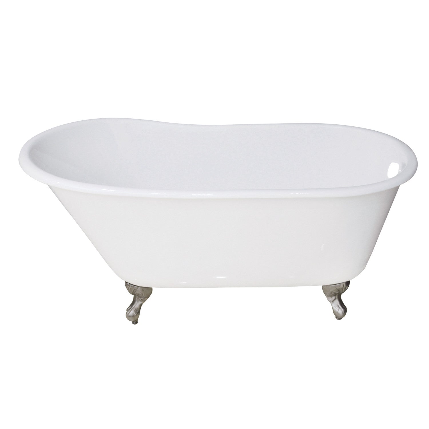Aqua Eden 53 Inch White Cast Iron Clawfoot Bathtub - Oval Single Slipper Design with Polished Chrome Finish (No Faucet Drillings) | Vintage Bathroom Decor, Luxury Soaking Tub for Spa-Like Relaxation at Home