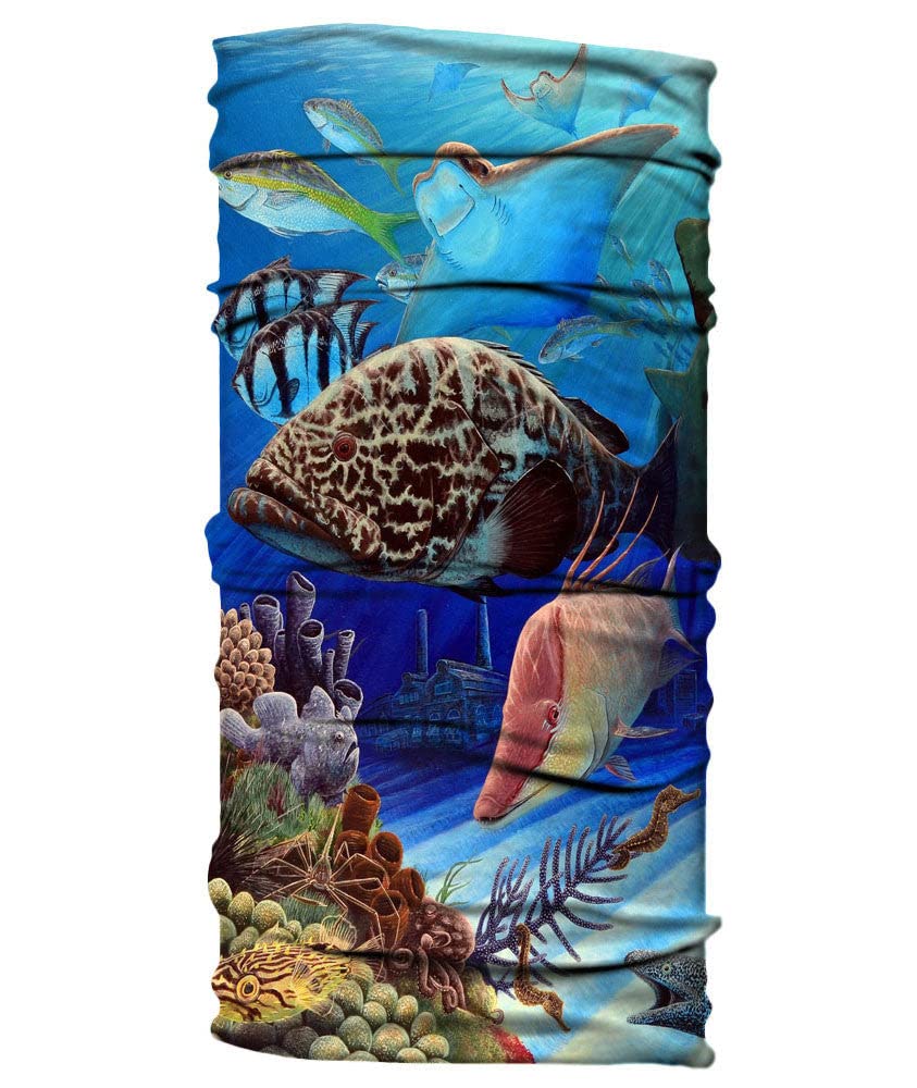 Ocean Theme Neck Gaiter - UPF 50+ UV Protection Face Mask Shield for Outdoor Activities, Hiking, Cycling & Beach