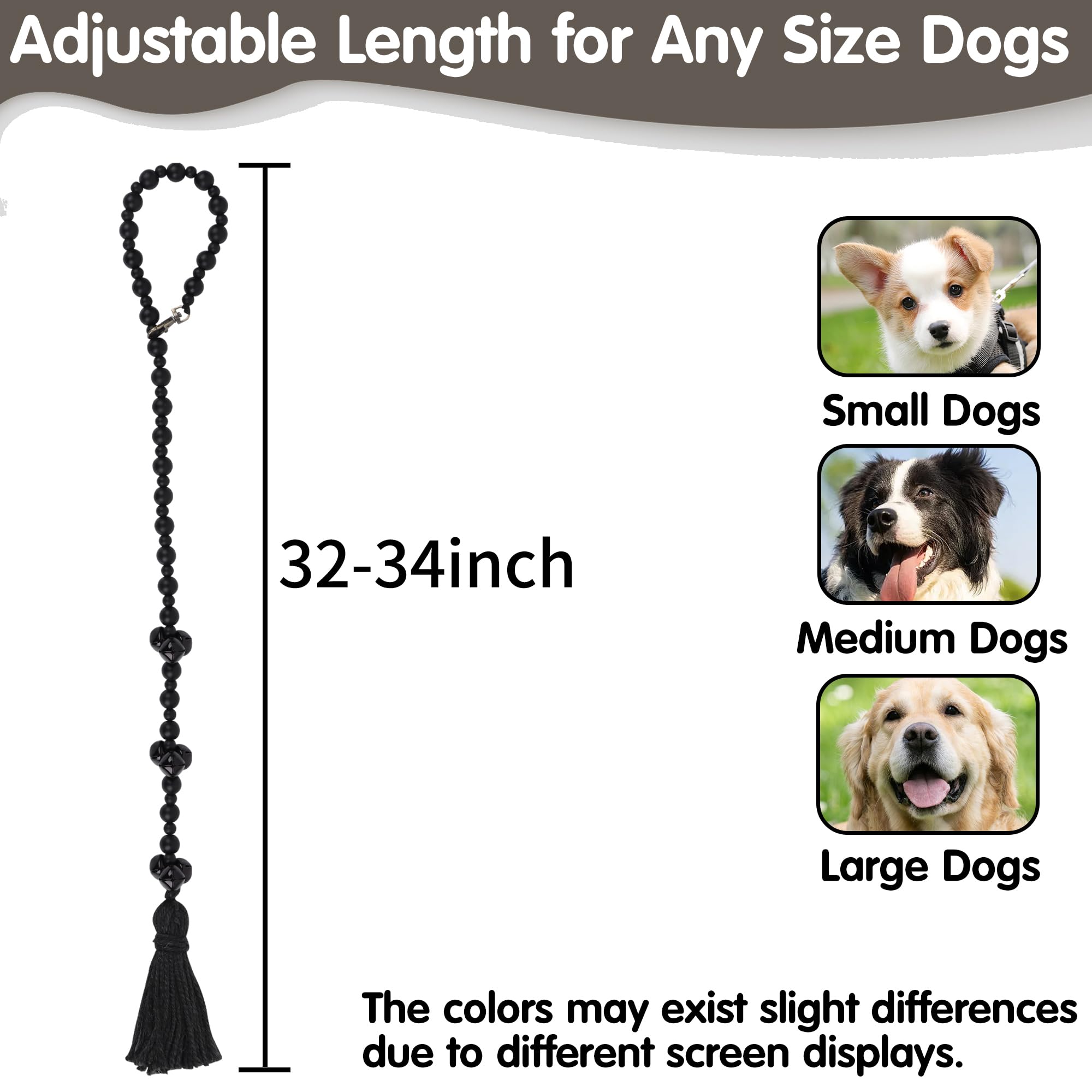 **Meplait Adjustable Dog Doorbell for Potty Training - 9 Bells Hanging Bell for Small, Medium & Large Dogs - Easy to Install, Durable & Pet-Friendly (Black) - Perfect for Indoor/Outdoor Use & Housebreaking Puppies**