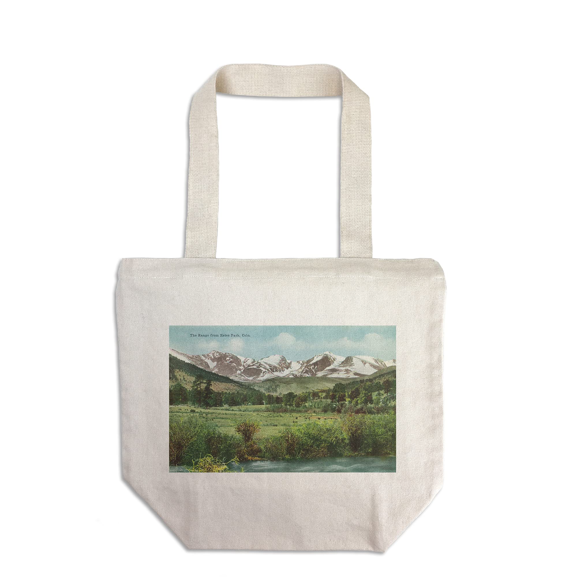 Vintage Halftone Rocky Mountain National Park Tote Bag - 100% Cotton Canvas Reusable Shopping Bag with Colorado Landscape View from Estes Park | Perfect for Groceries, Beach Trips & Eco-Friendly Shopping