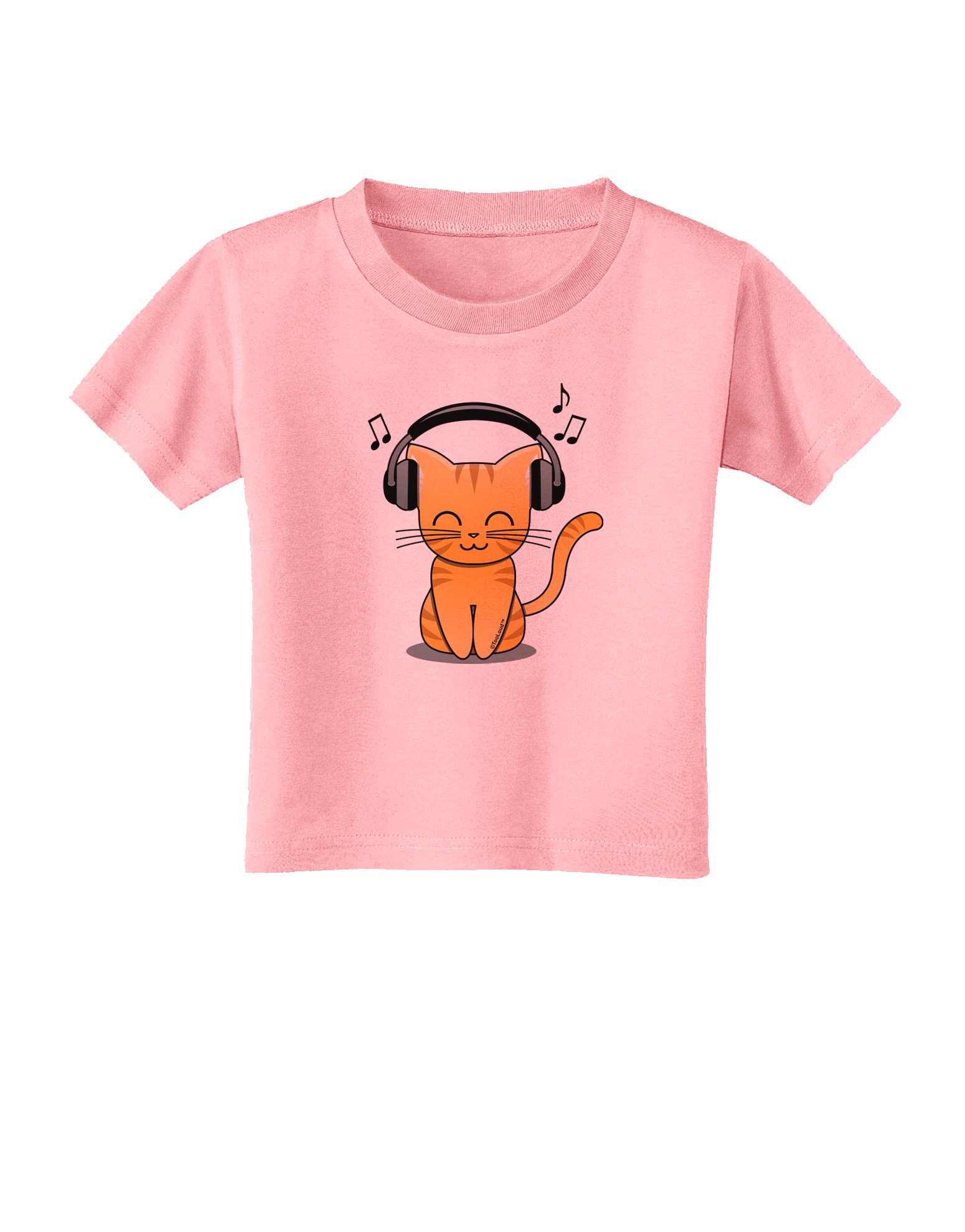 TOOLOUD Cute Kitty with Headphones Toddler T-Shirt - Adorable Cat Graphic Tee for Boys & Girls | Soft Cotton Kids Shirt for Playdates, Birthday Parties & Everyday Wear