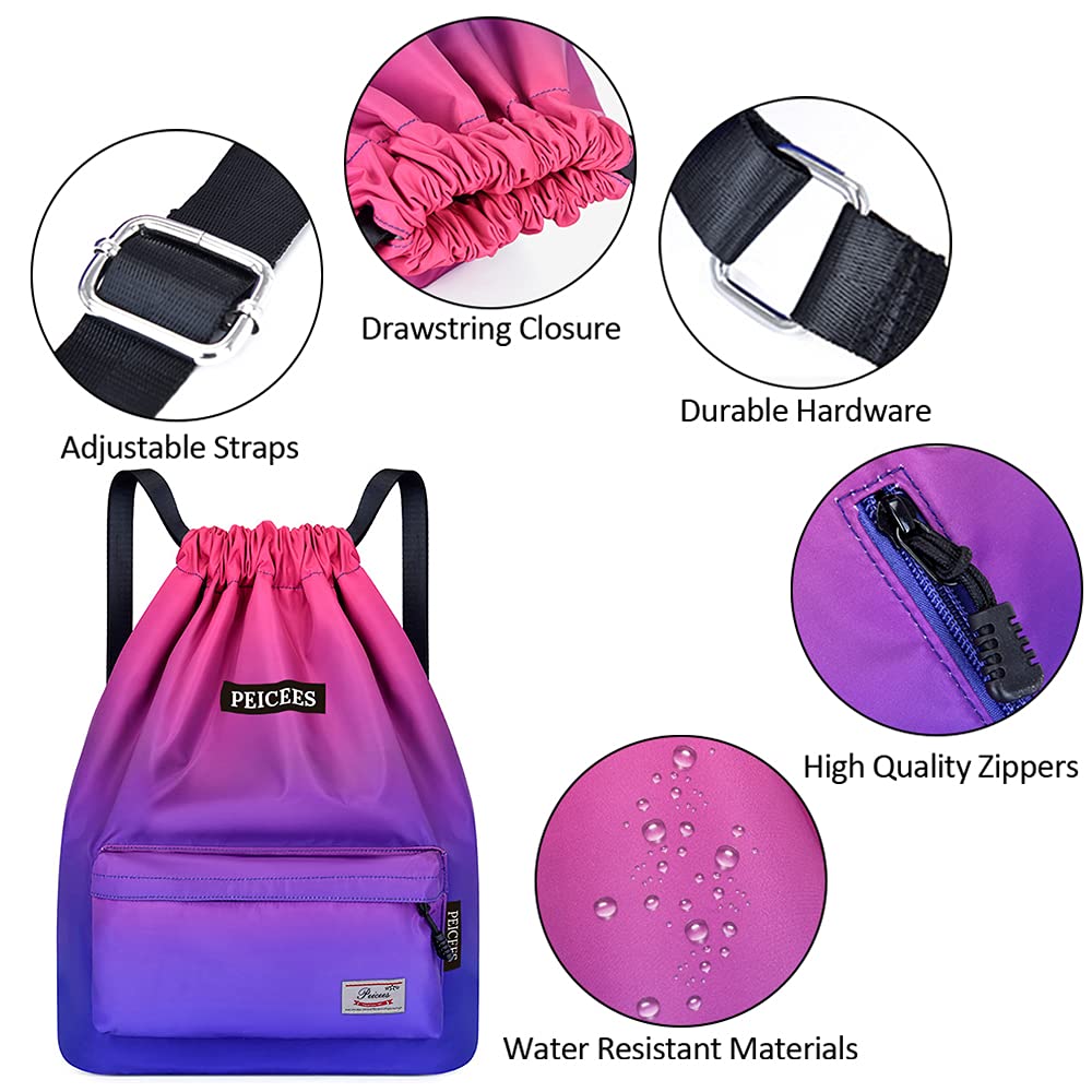 Waterproof Drawstring Sports Bag - Lightweight Sackpack Backpack for Men & Women - Ideal for Gym, Running, Travel & Outdoor Activities