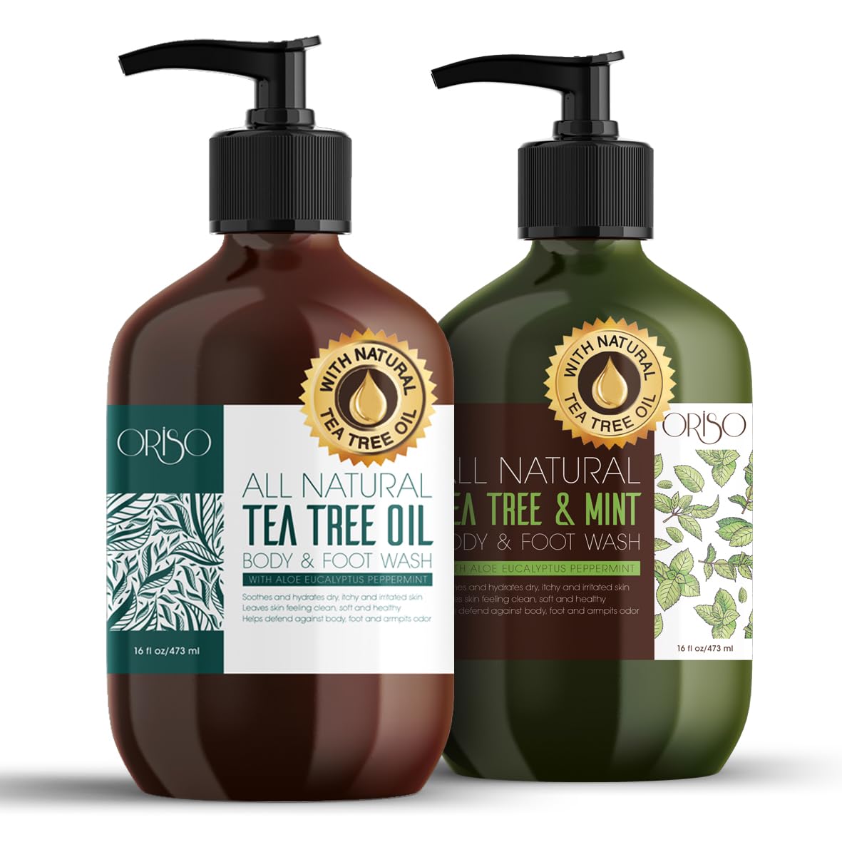 Tea Tree Oil Body Wash with Mint for Athlete's Foot, Eczema & Toenail Fungus - Hydrating Sensitive Skin Care - Natural Antifungal & Deodorizing Shower Gel for Men & Women - Perfect for Post-Workout, Gym & Daily Hygiene