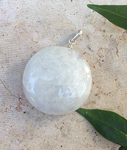 Natural Round Moonstone Silver Pendant Necklace - Tiny Boho Spiritual Jewelry Gift for Women - Perfect for Meditation, Yoga & Everyday Wear