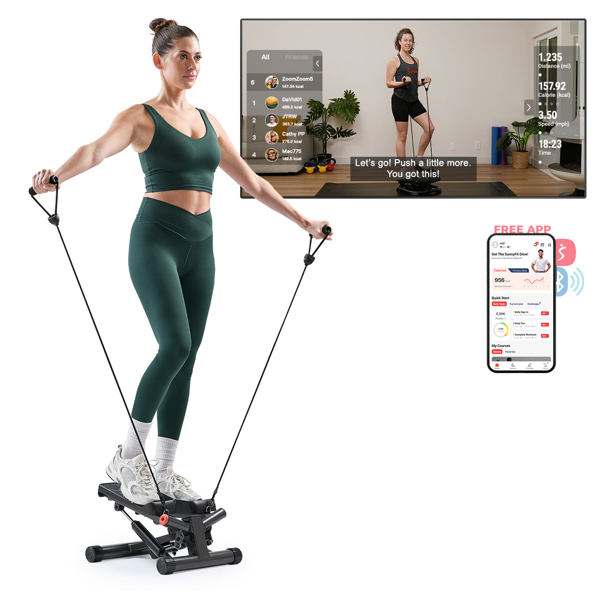 Smart Twist Stepper with Resistance Bands - Portable Home Fitness Equipment for Cardio, Leg & Core Workout - Perfect for Home Gym, Office Exercise & Small Space Workouts