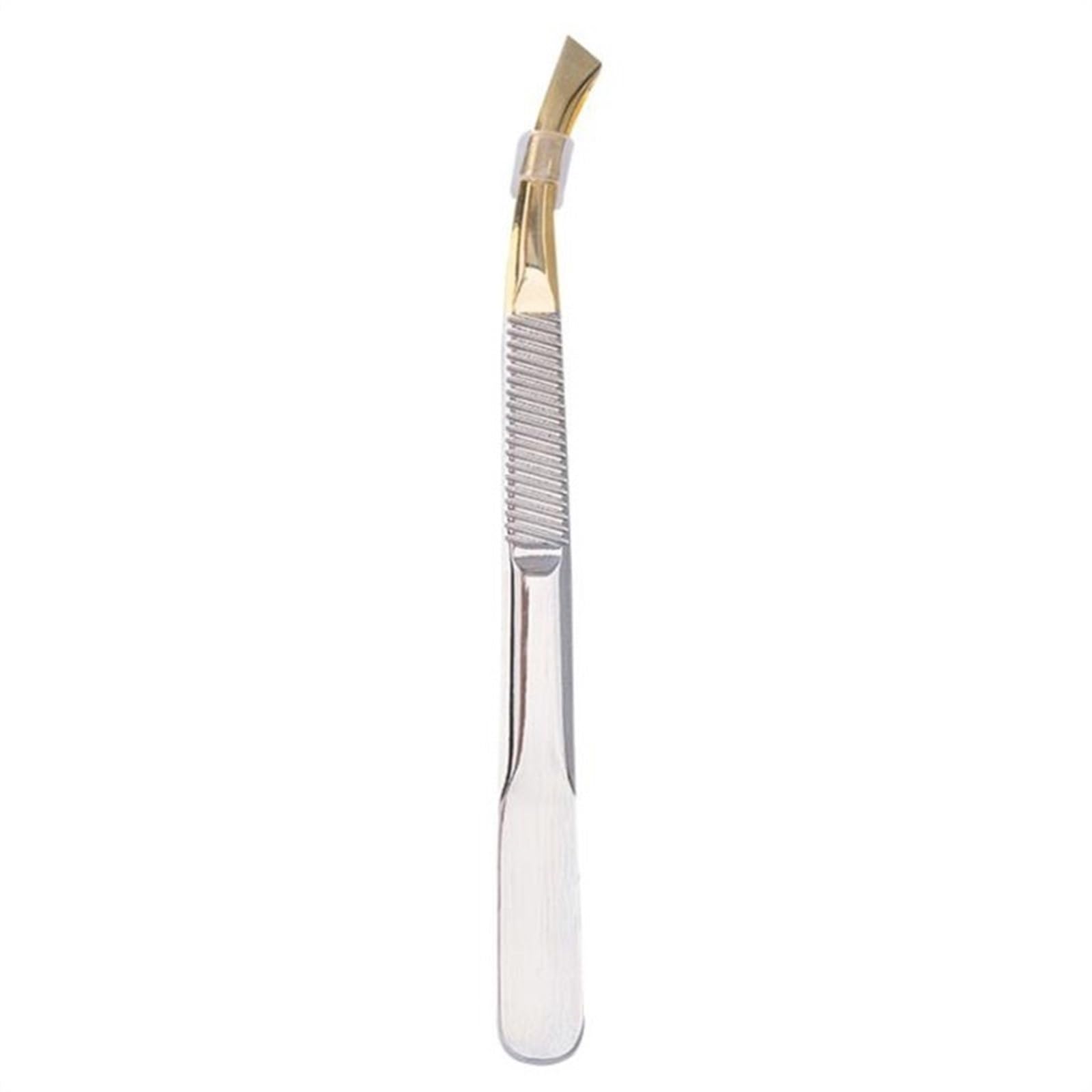 Premium Stainless Steel Slant Tip Tweezers for Eyebrow Shaping, Hair Removal & Eyelash Extensions - Professional Makeup Tools for Precise Grooming at Home or Salon
