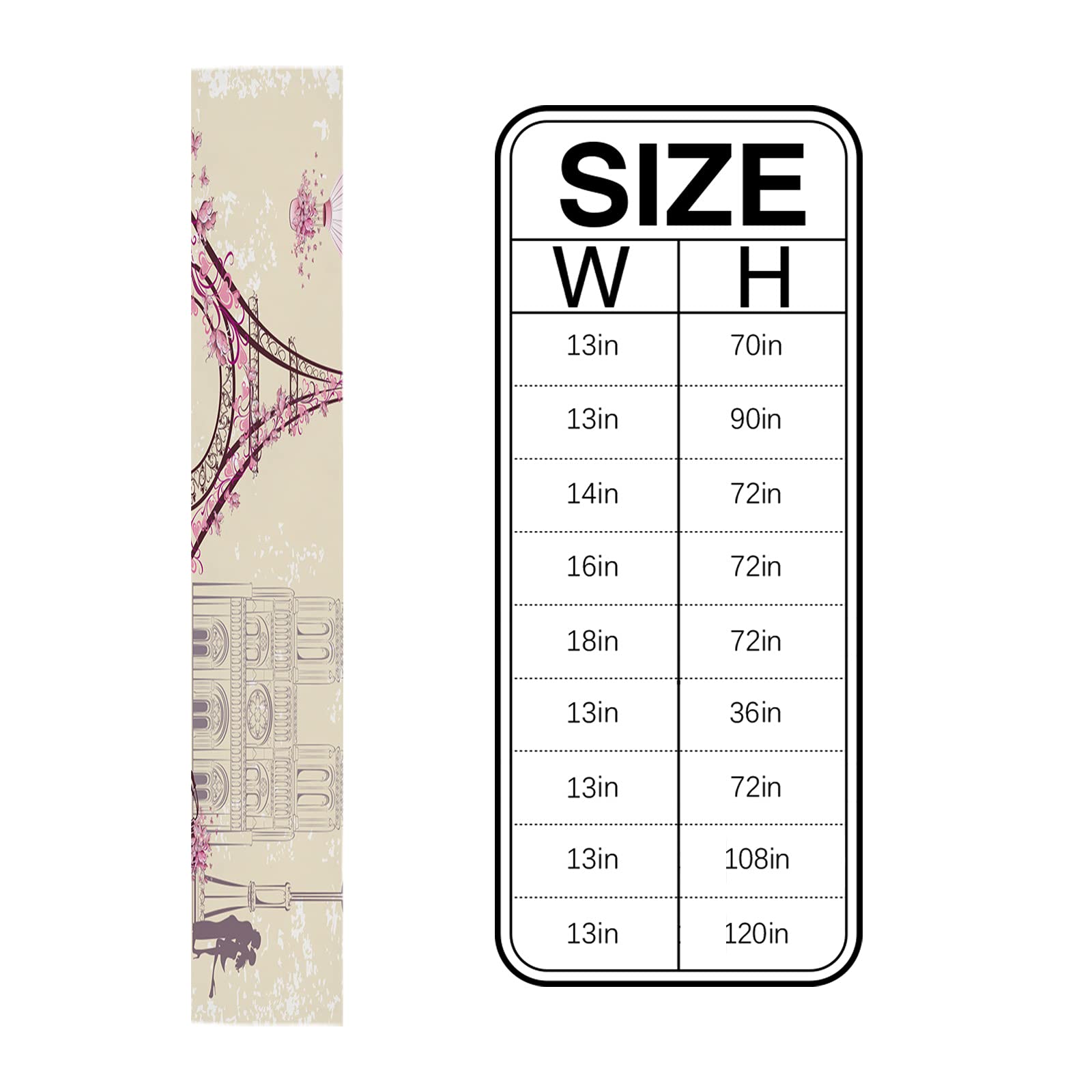 T&H XHome Durable Fabric Table Runner - Romantic Eiffel Tower & Bicycle Design Washable Linen Tablecloth for Dining Room, Kitchen, Wedding Decor (18x72 Inches) | Perfect for Indoor & Outdoor Parties, Holiday Gatherings, and French-Themed Events