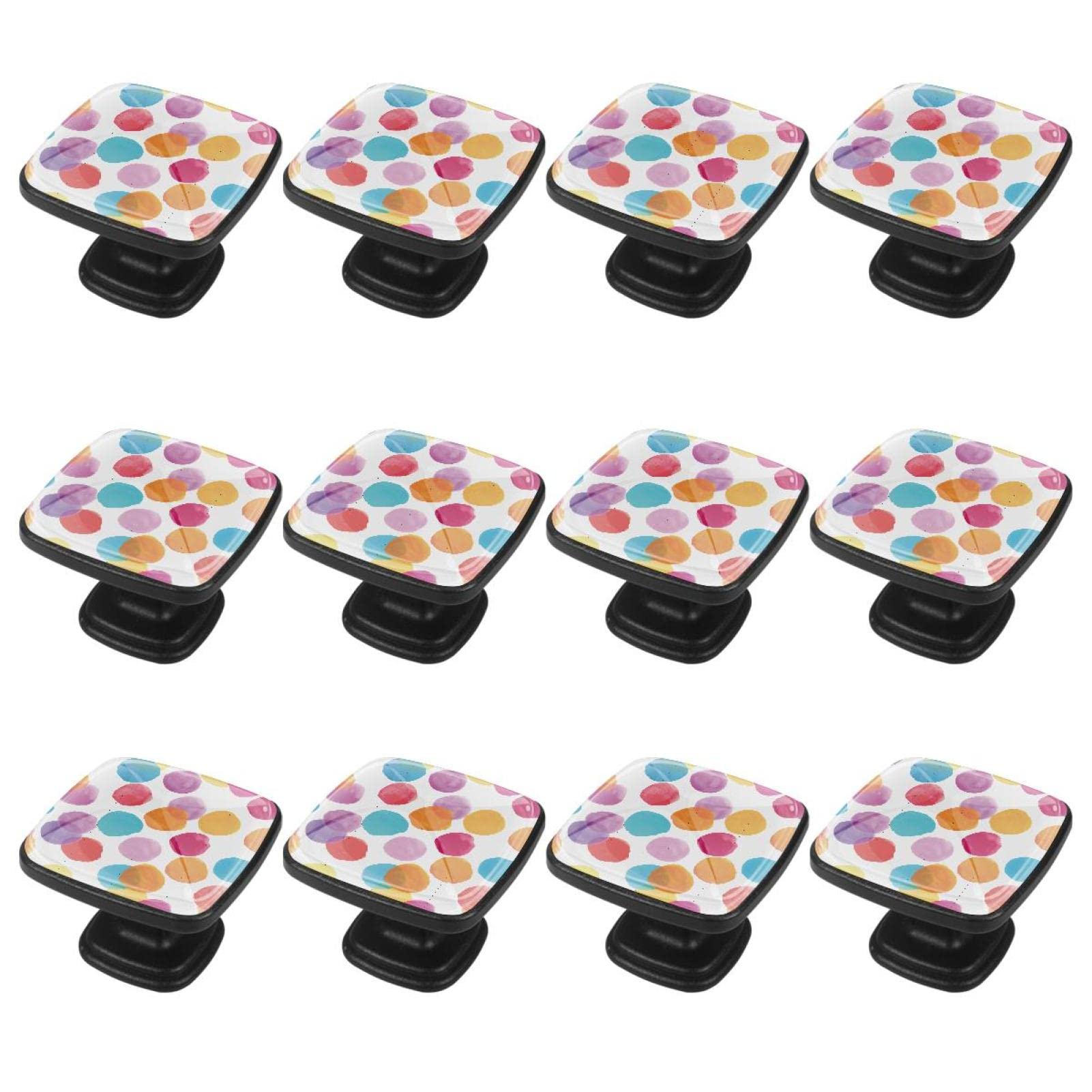 12Pcs Colorful Dot Circle Cabinet Handles & Knobs for Dresser Drawers - Modern Kitchen & Bathroom Hardware Pulls - Easy Installation for Cabinets, Furniture & DIY Home Decor Projects