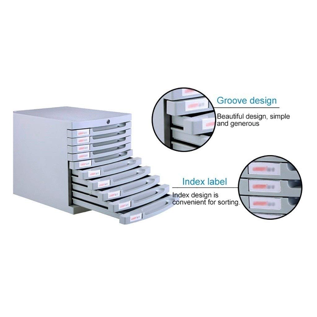 10-Layer Flat File Cabinet with Lock & Blank Labels - Office Storage Organizer for Documents, Files & Supplies - Perfect for Home Office, Classroom & Workspace Organization (Grey)