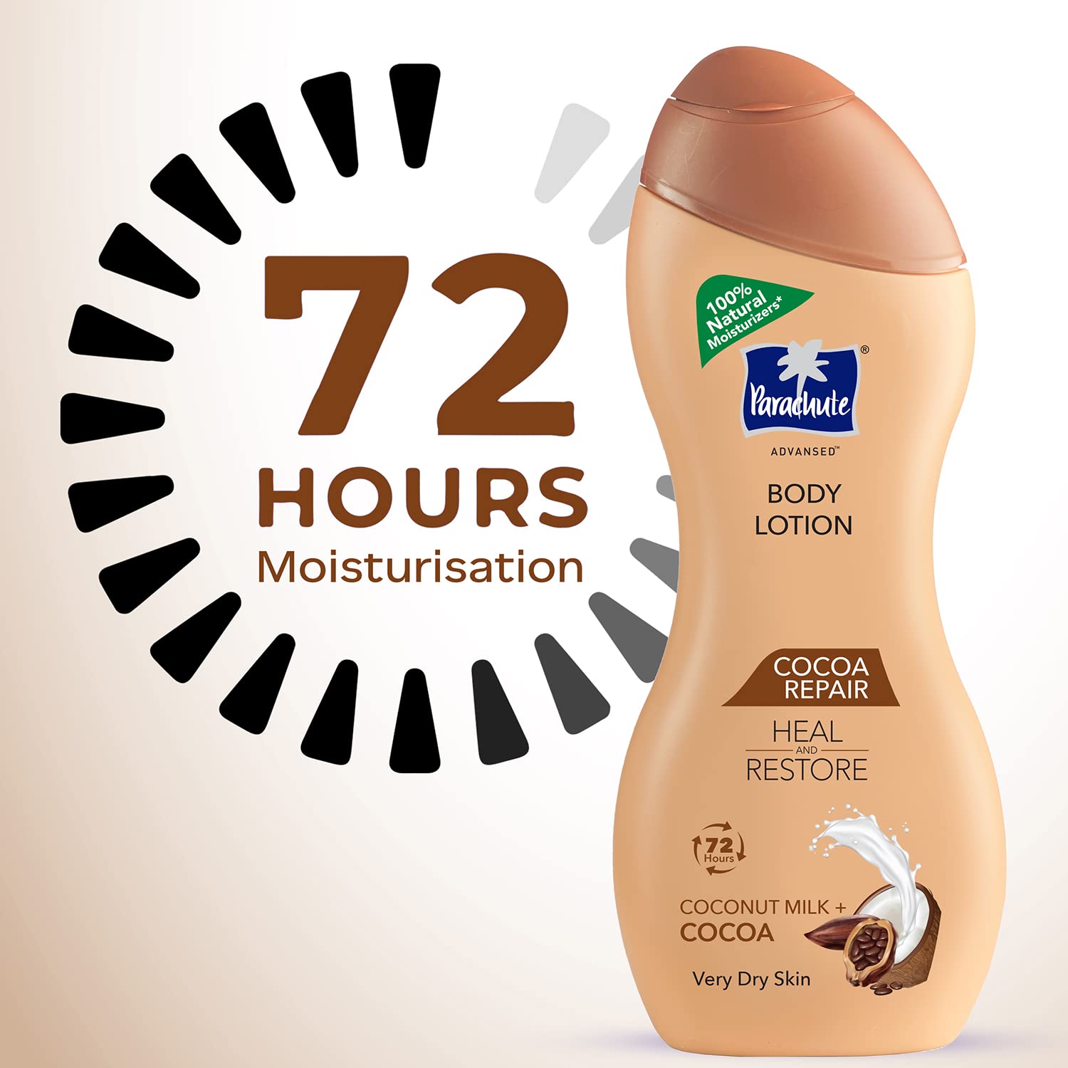Parachute Advanced Deep Nourish Body Lotion with Pure Coconut Milk, 400ml | Natural Moisturizer for Dry Skin | Perfect for Daily Hydration & Post-Shower Care  Parachute Advanced Cocoa Repair Body Lotion with Pure Coconut Milk & Cocoa Butter, 250ml | 100% Natural Moisturizer | Ideal for Nighttime Skin Repair & Winter Skin Protection