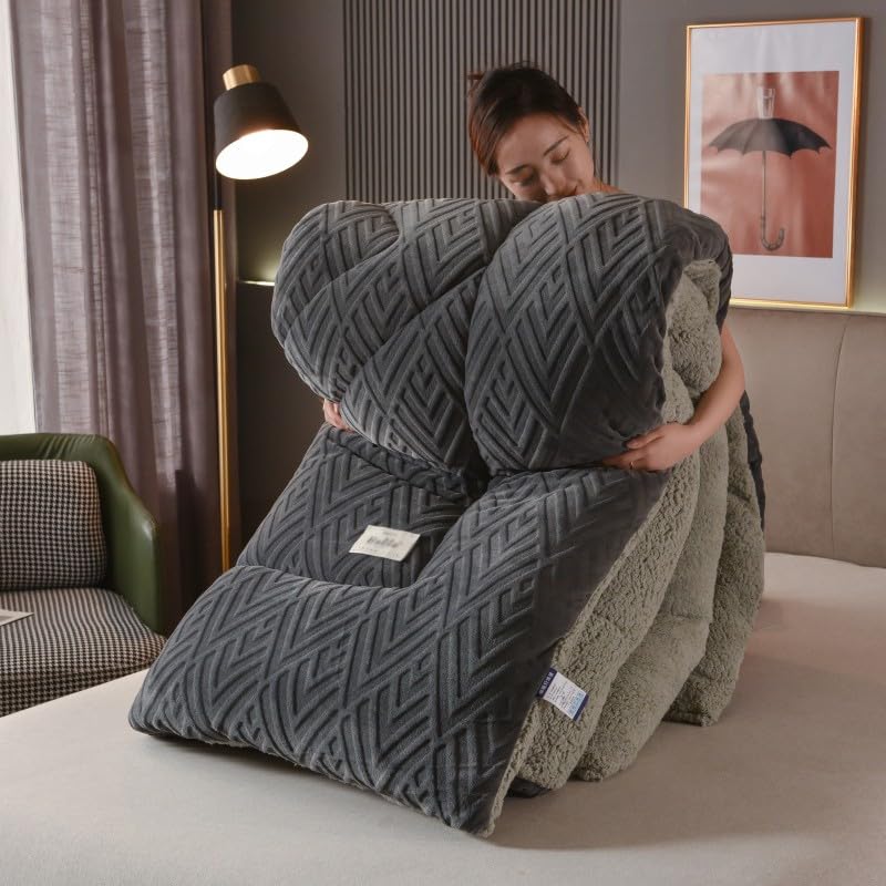 King Size Sherpa Fleece Blanket - Ultra Soft Double Sided Lambswool Comforter for Winter - Warm & Cozy 220x240cm Heavyweight Quilt - Perfect for Cold Nights, Bedroom Decor & Cozy Lounging