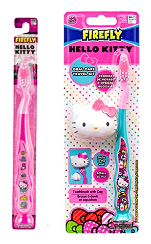 Firefly Children Hello Kitty 2-Pack Toothbrushes Set - Soft Bristles for Kids Oral Care - Perfect for Home, Travel & School Use