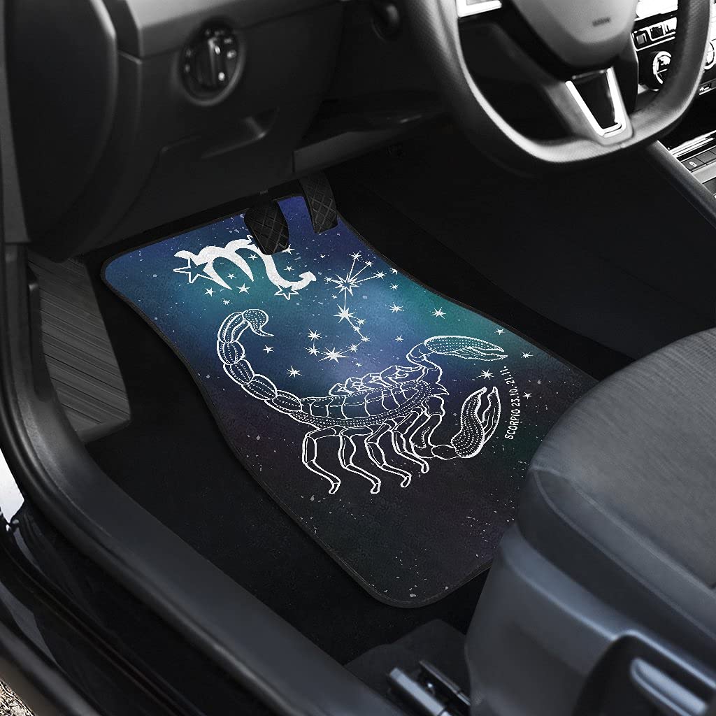 Premium Scorpio Zodiac Sign Car Floor Mats - Non-Slip, Durable 4-Piece Set for Cars, SUVs & Trucks - Perfect Gift for Scorpio Lovers & Astrology Enthusiasts (Home, Office & Travel Use)