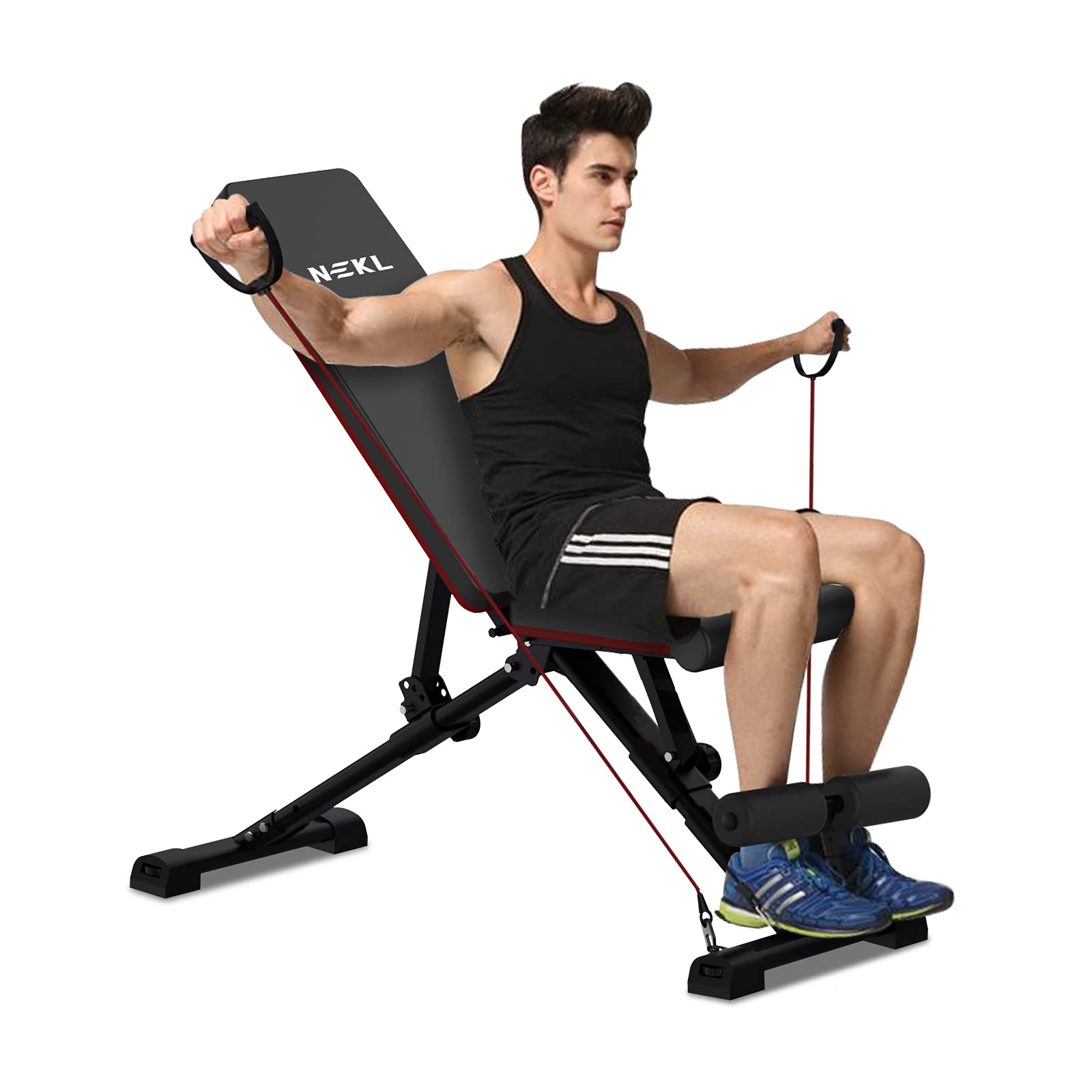NEKL Adjustable Weight Bench for Home Gym - Foldable Workout Bench for Strength Training, Dumbbell Exercises & Full Body Workouts - Perfect for Home, Garage & Fitness Studio