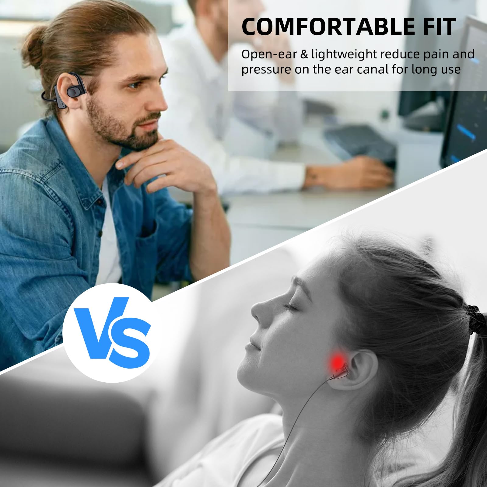 Wireless Open Ear Bluetooth Earbuds for Samsung S25 Ultra/S24/S23 FE/S22 & iPhone 16/15 Pro Max Plus - Sweatproof Sport Earphones with Clip for Running, Workouts, Gym, Cycling & Outdoor Activities