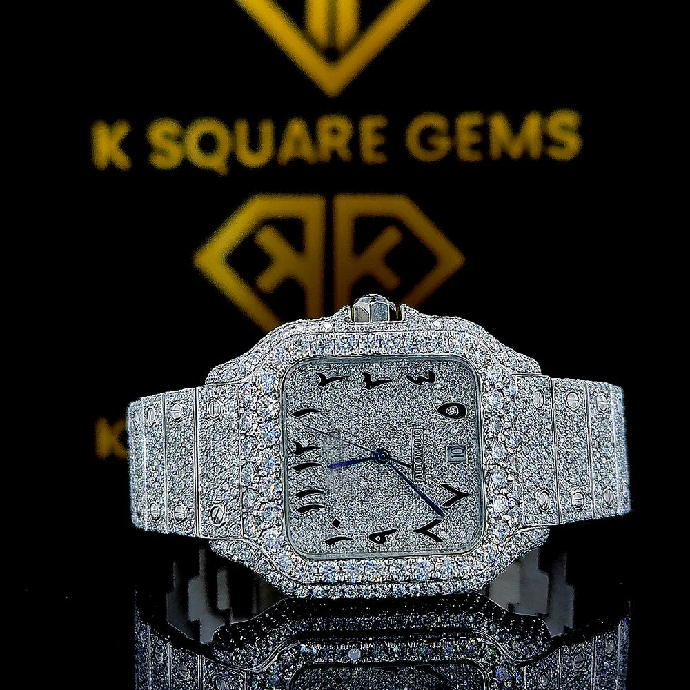 Luxury Moissanite Iced Out Watch for Men - Swiss Automatic Movement - Perfect for Formal Events, Parties & Special Occasions