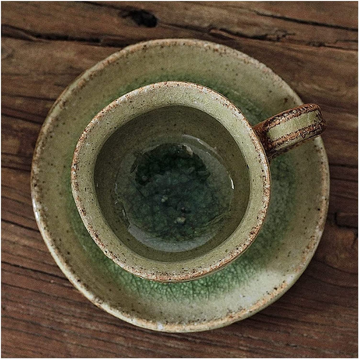 Japanese Ceramic Coffee Mug and Saucer Set - 180ml Retro Tea Cup for Barista, Dessert Shop, Birthday Gift - Perfect for Home, Office, Cafe and Gifts