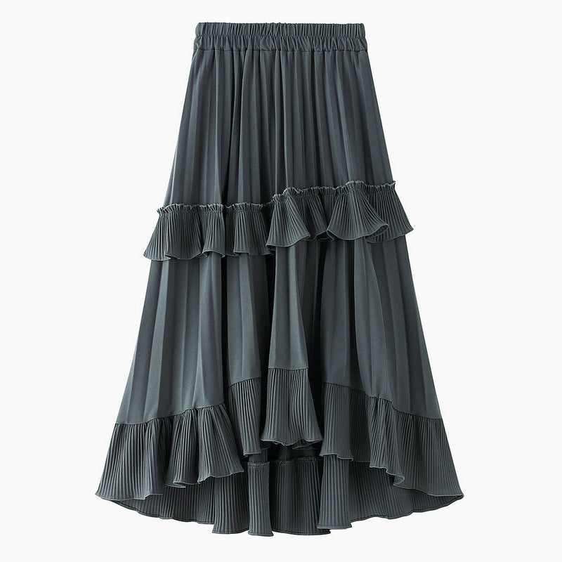 Stylish Autumn A-Line Pleated Skirt - Trendy Irregular Cake Skirt for Women | Perfect for Fall Outfits, Office Wear & Casual Dates