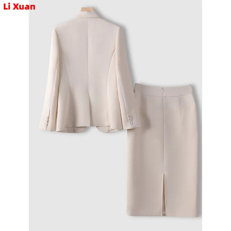 Elegant Autumn Formal Blazer & Skirt Set for Women | Korean Style Business Office Suit | 2-Piece Work Jacket Outfit | 2024 Winter Collection | Perfect for Business Meetings, Office Wear & Professional Events